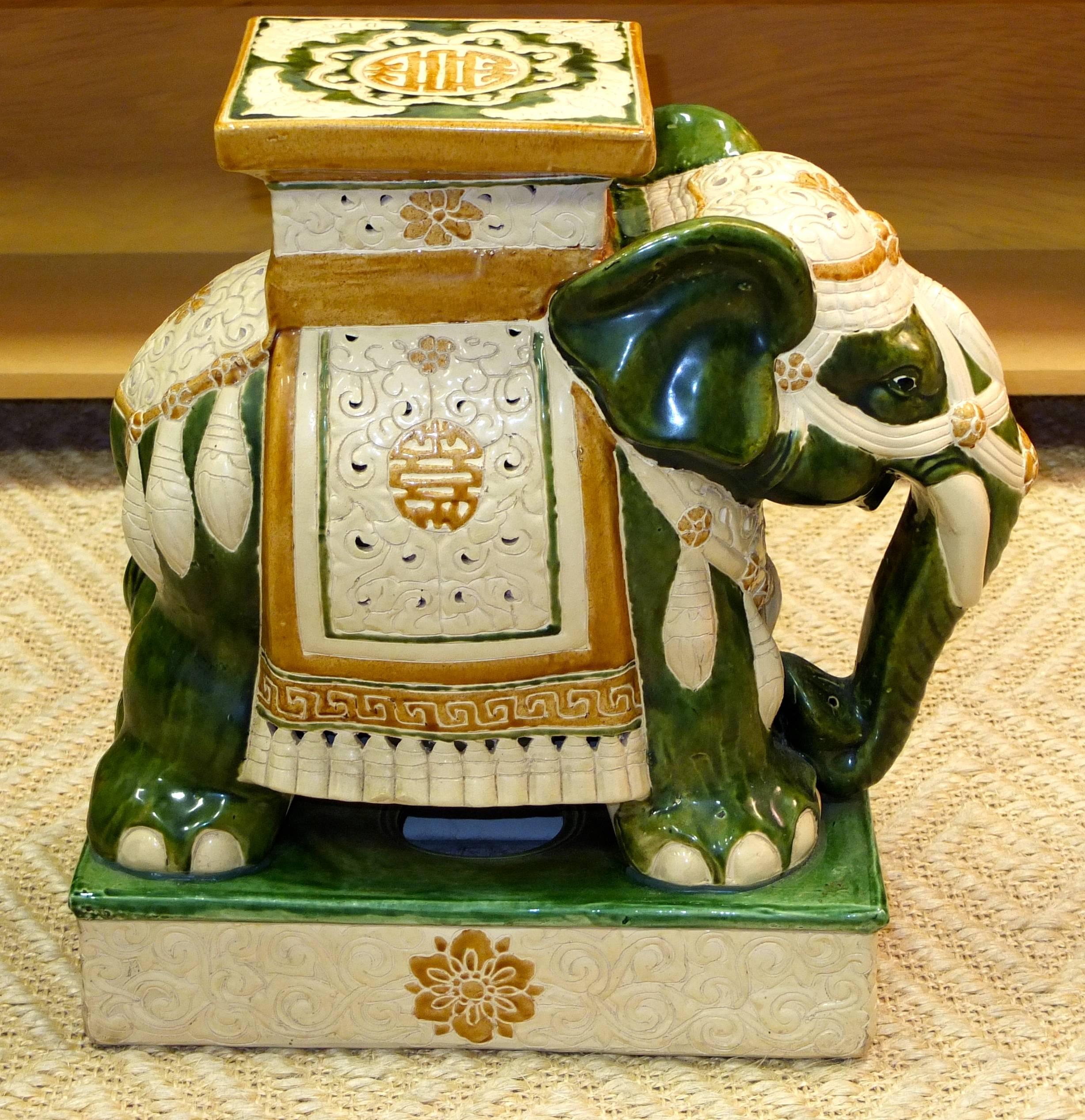 vintage ceramic elephant garden stools