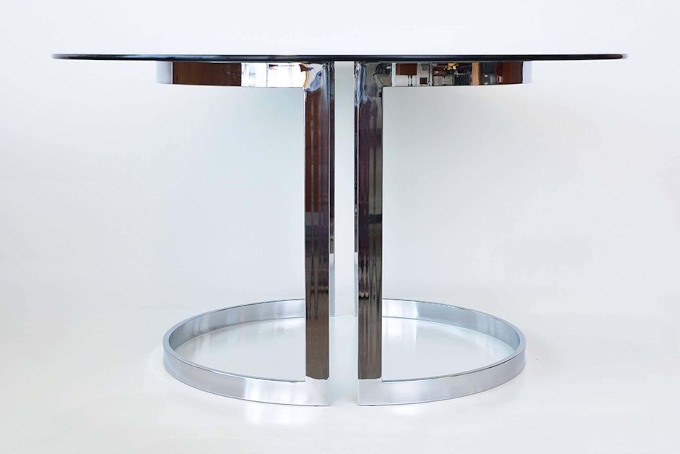 Mid-Century Modern Milo Baughman Chrome and Glass Dining Table