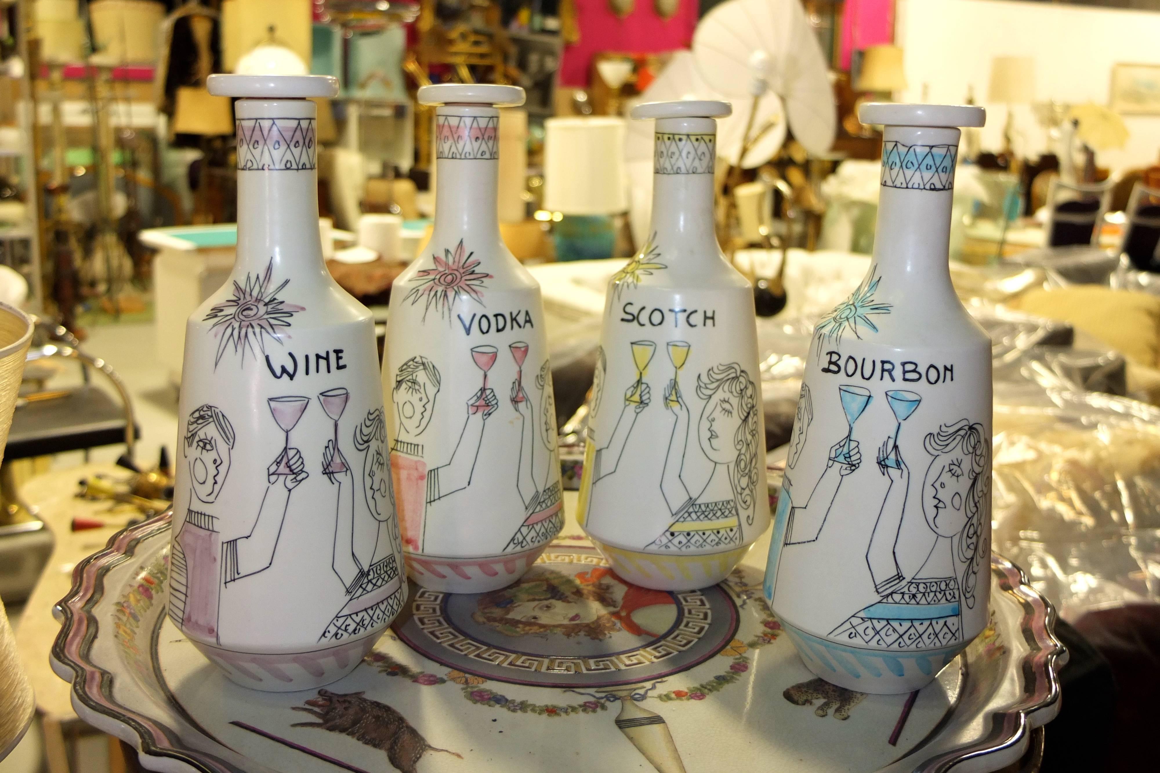 Painted Raymor Italy Decanters