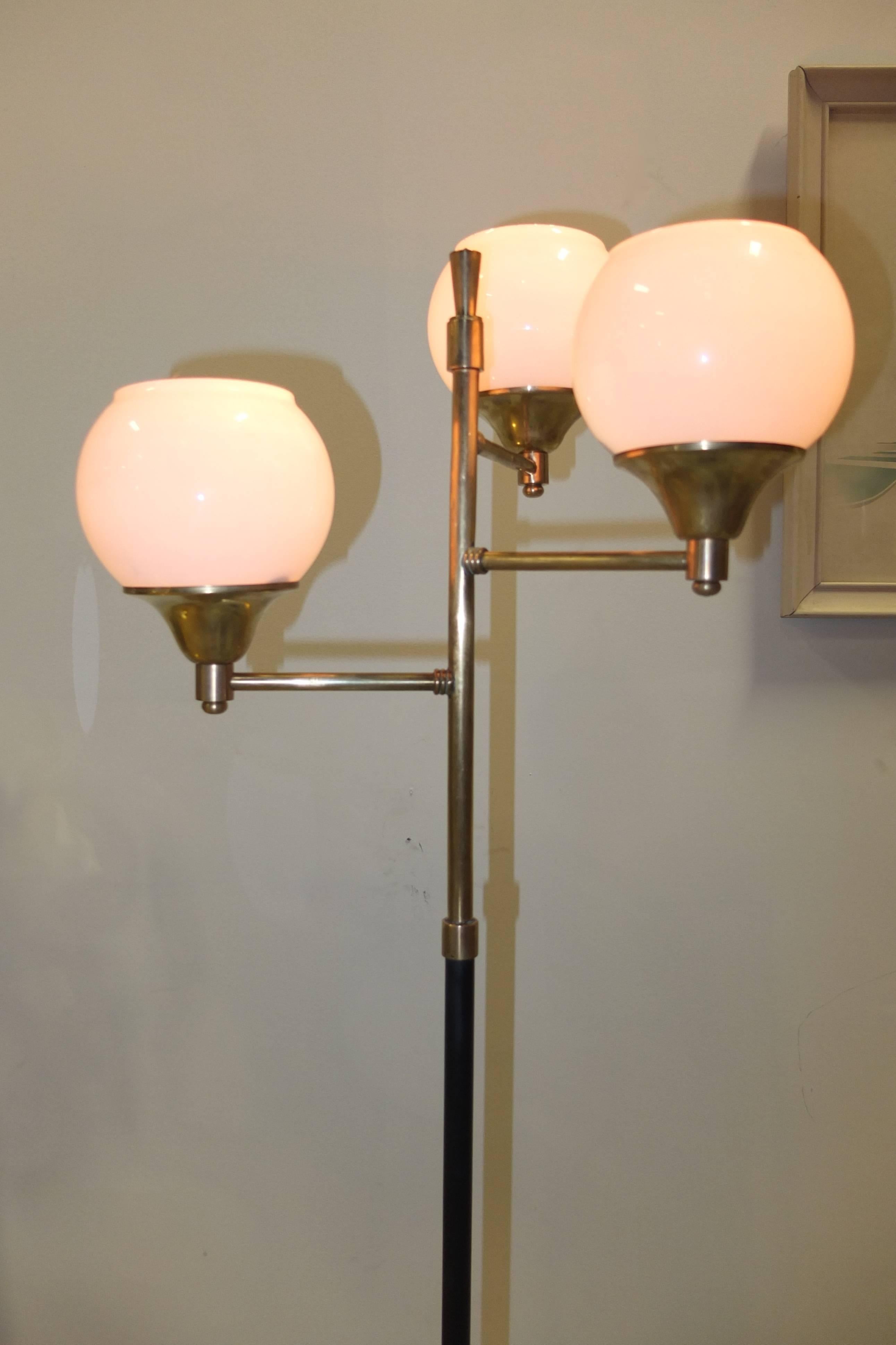 Enameled 1950s Italian Three-Globe Floor Lamp