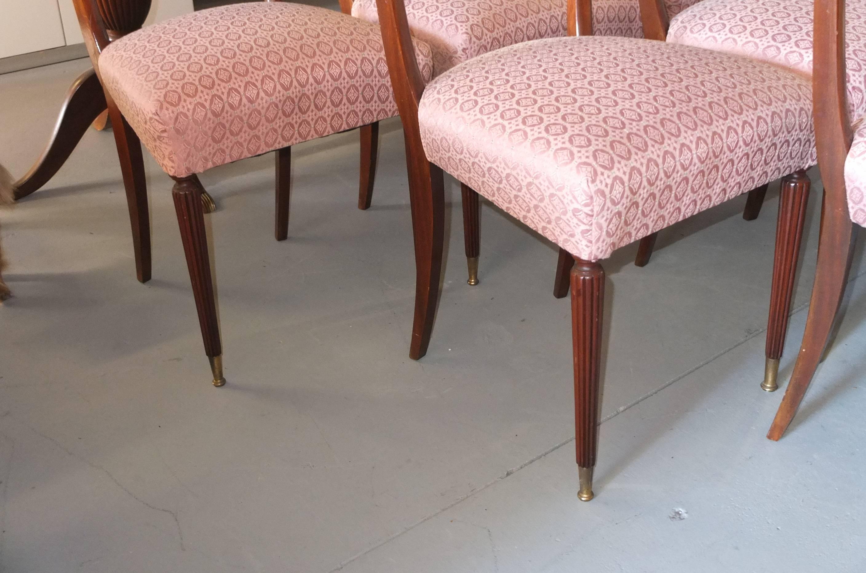 Mid-Century Modern Set of Six 1950's Italian Dining Chairs For Sale