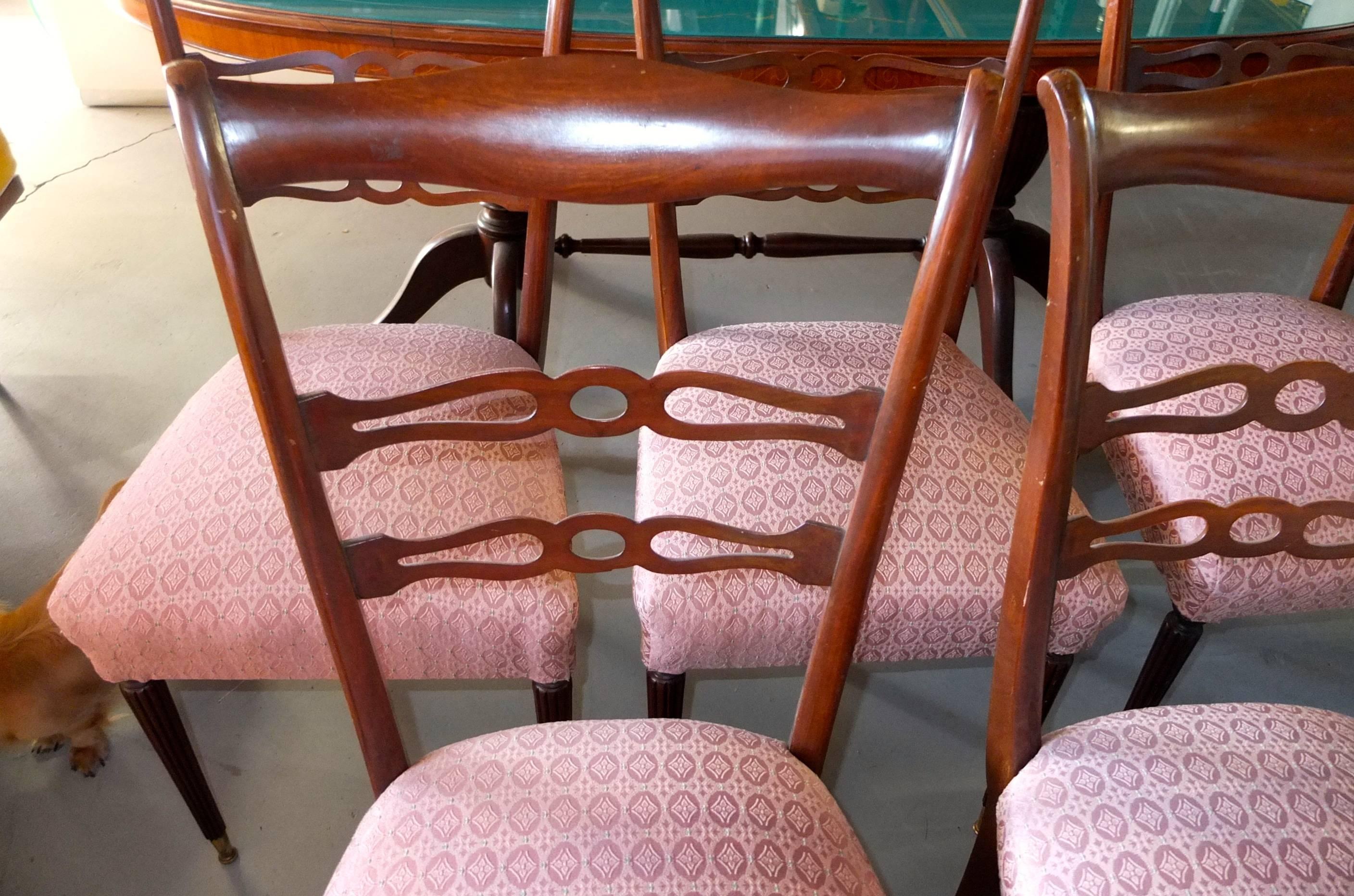 Set of Six 1950's Italian Dining Chairs For Sale 2