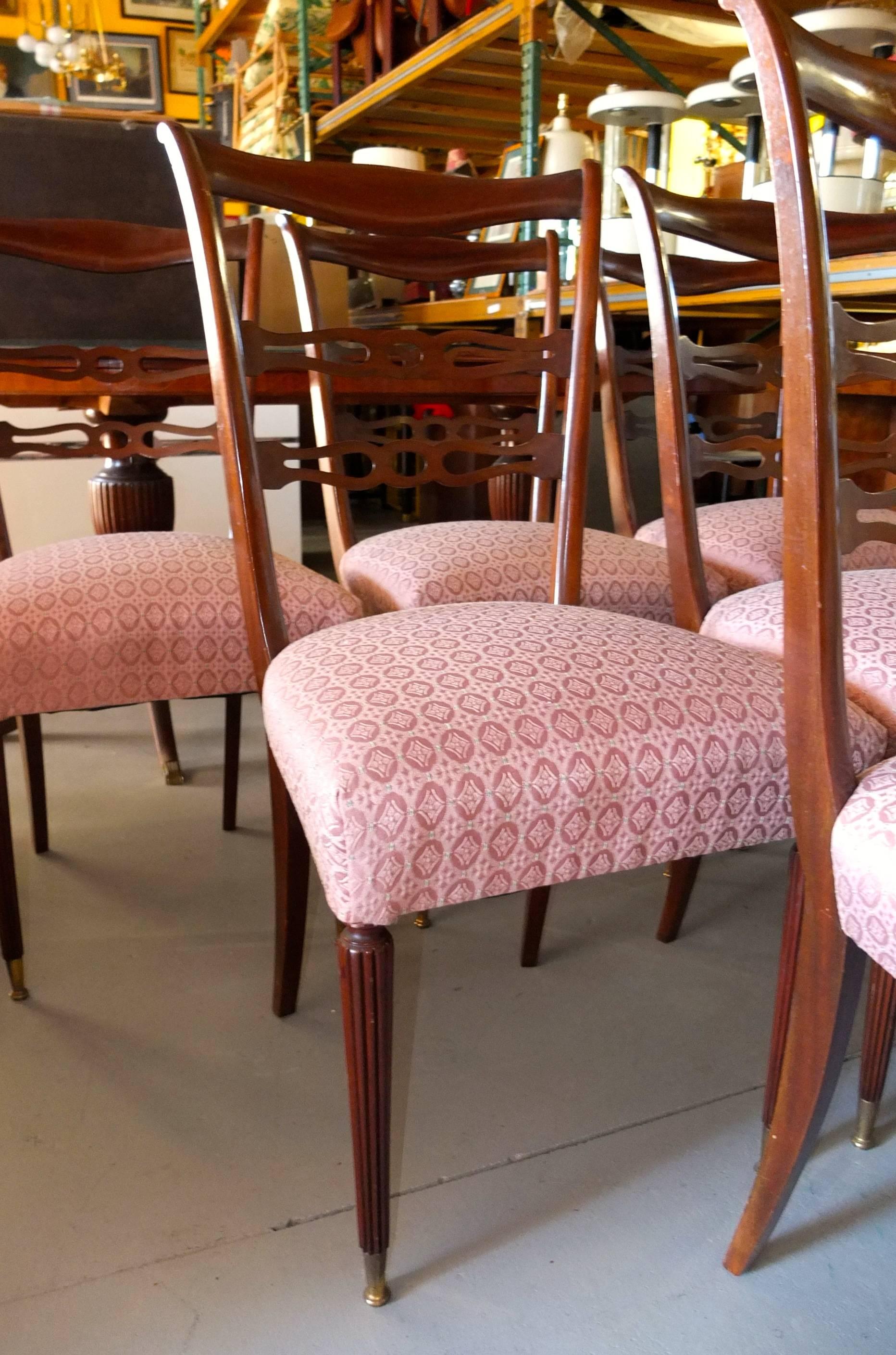 Mid-20th Century Set of Six 1950's Italian Dining Chairs For Sale