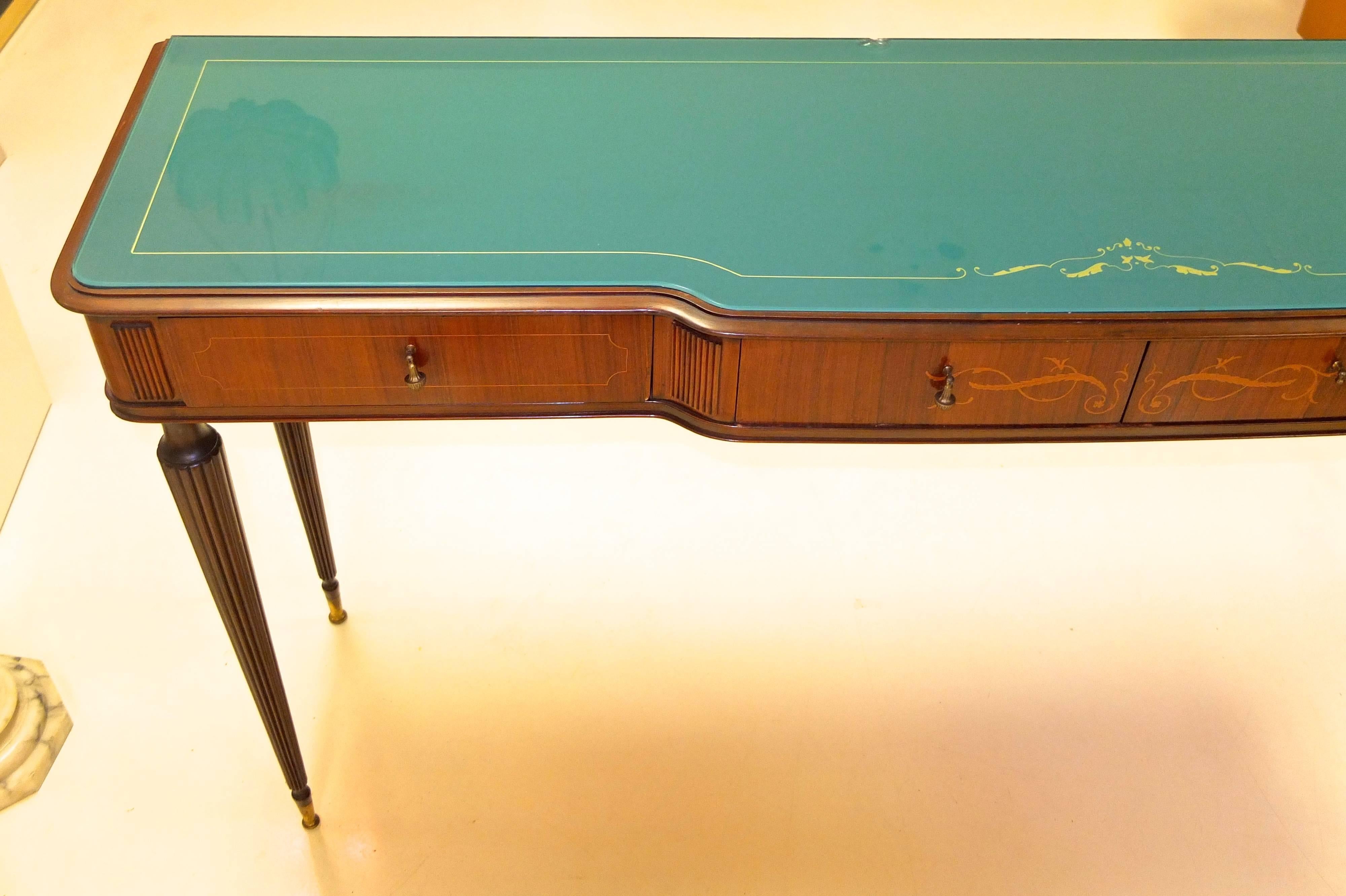 Mid-Century Modern Palisandro and Mahogany Console Table Attributed to Vittorio Dassi For Sale