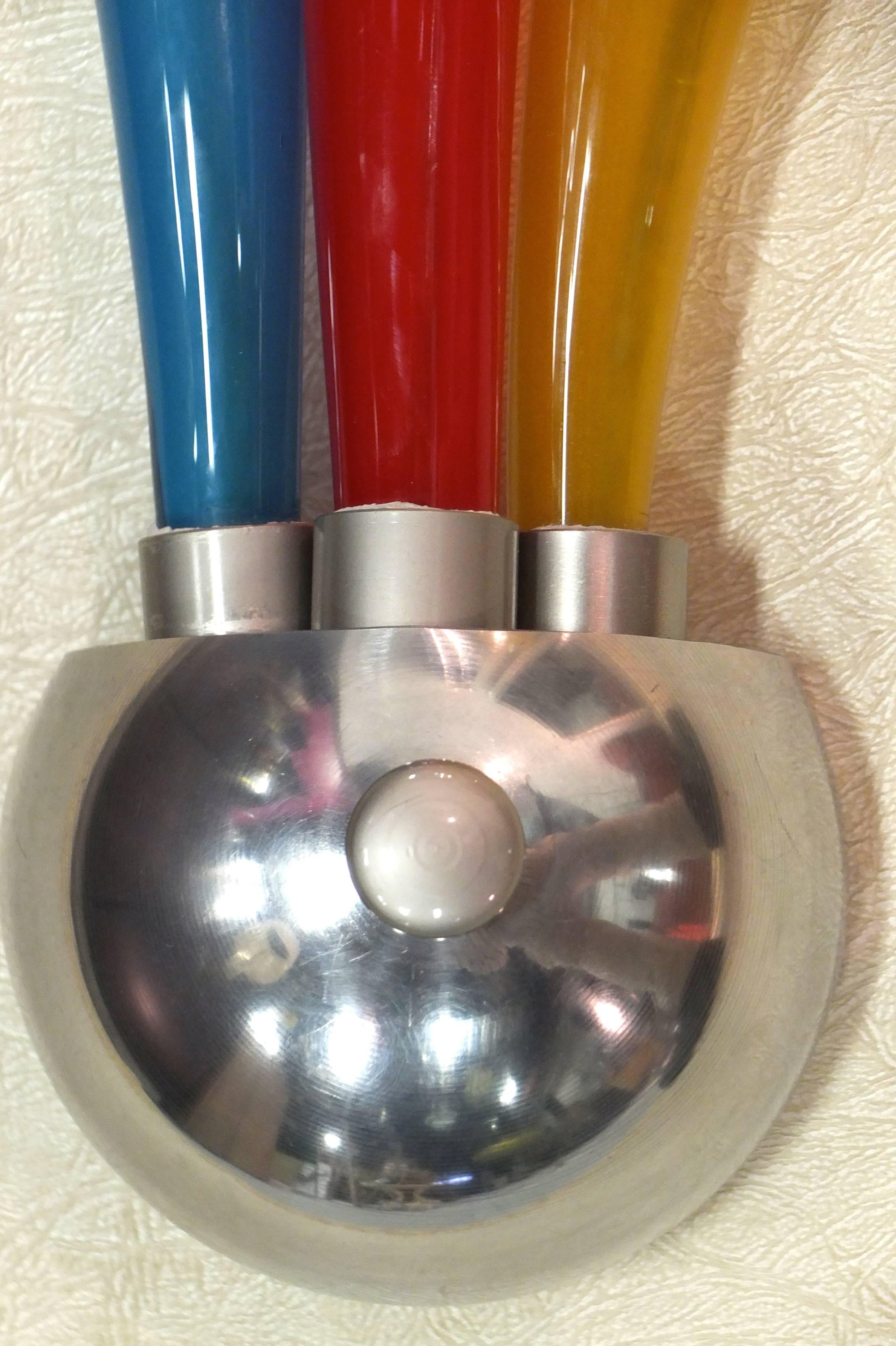 Italian C.V.M. Post-Modern Tri-Color Murano Glass Wall Lamp