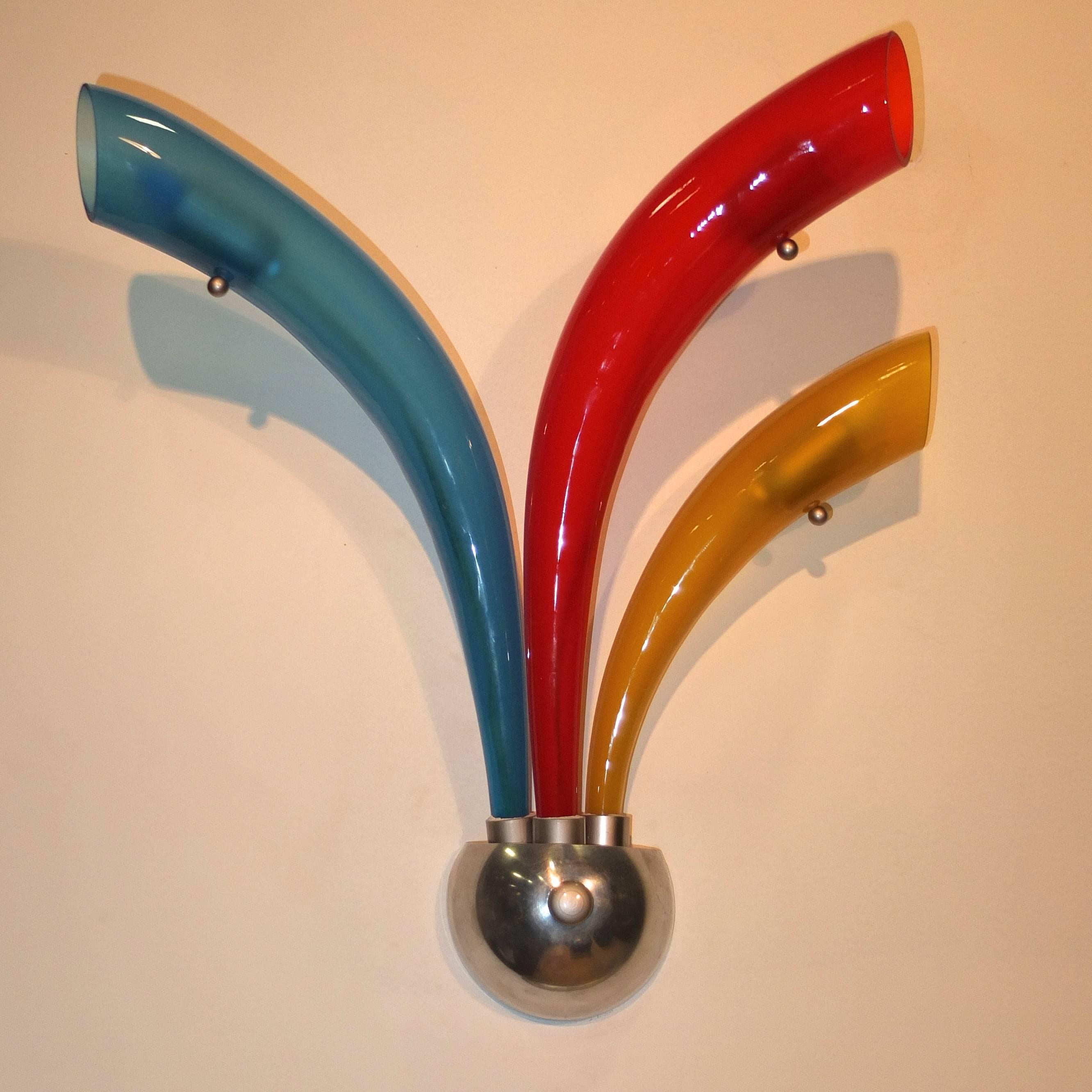 C.V.M. Post-Modern Tri-Color Murano Glass Wall Lamp 3