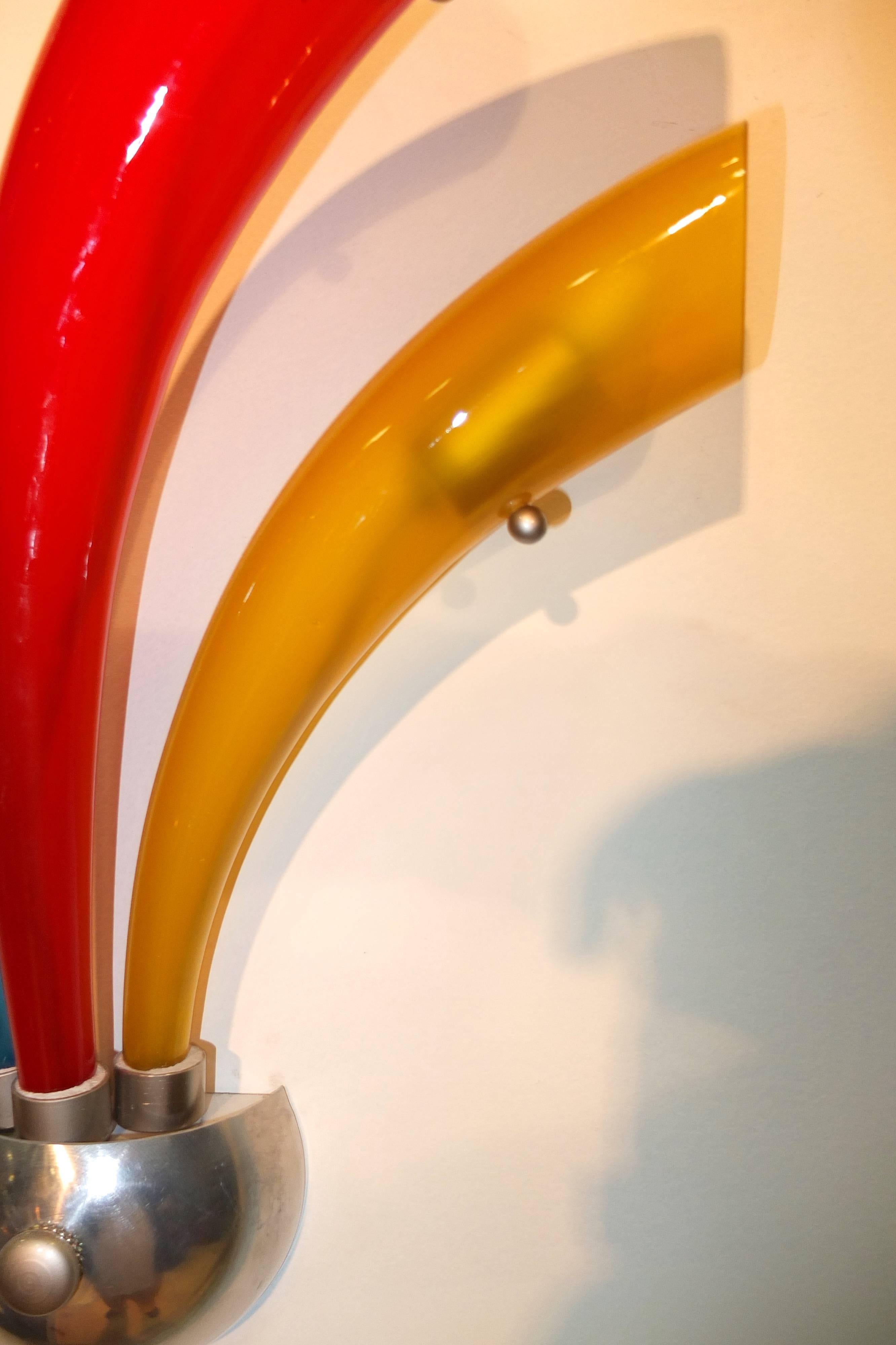 C.V.M. Post-Modern Tri-Color Murano Glass Wall Lamp 5