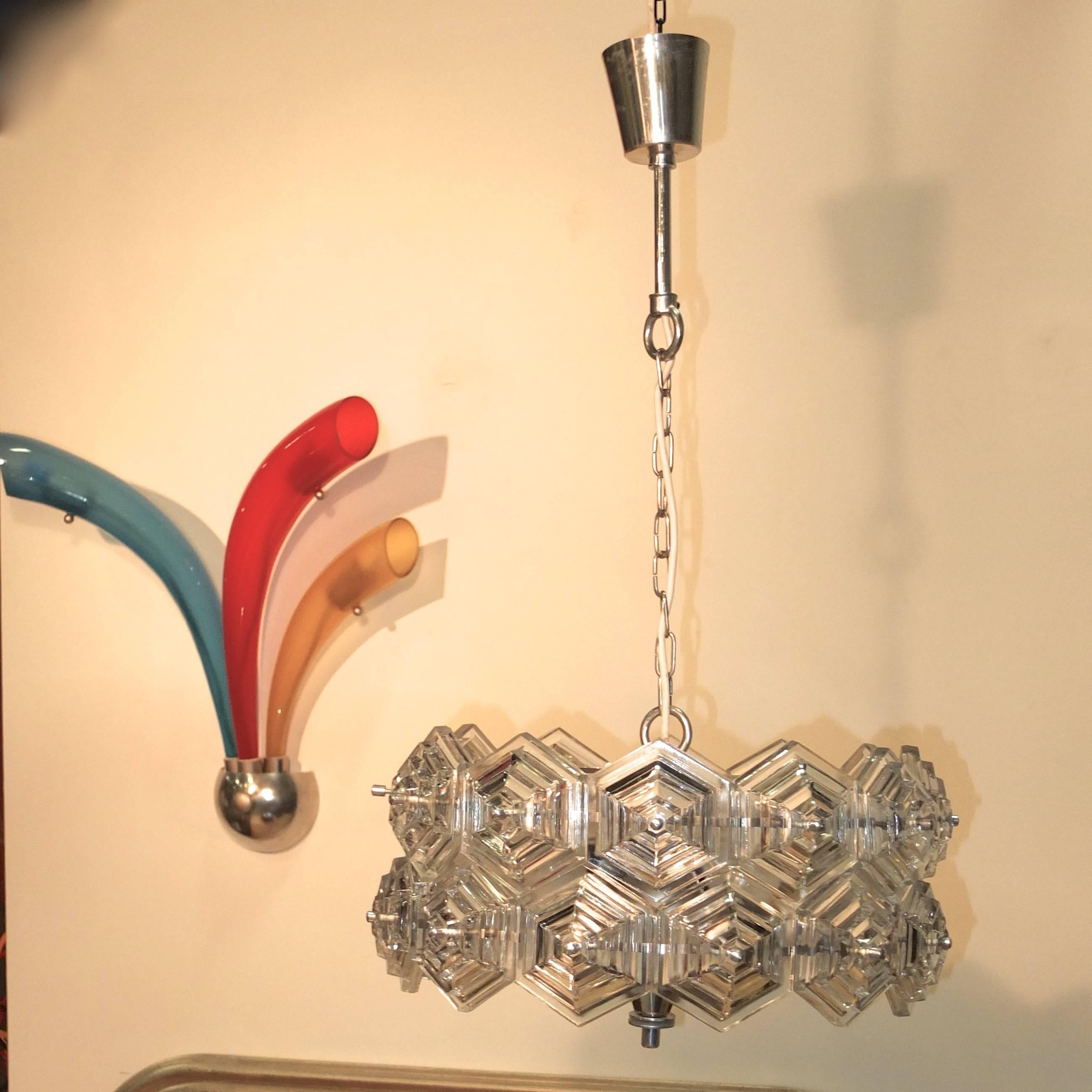 C.V.M. Post-Modern Tri-Color Murano Glass Wall Lamp 1