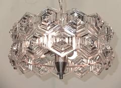 Mid-Century Glass Prisms and Chrome Ceiling Fixture Kinkeldey Era