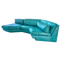 Teal Sectional Sofa 3 Pieces Post Modern Wedge