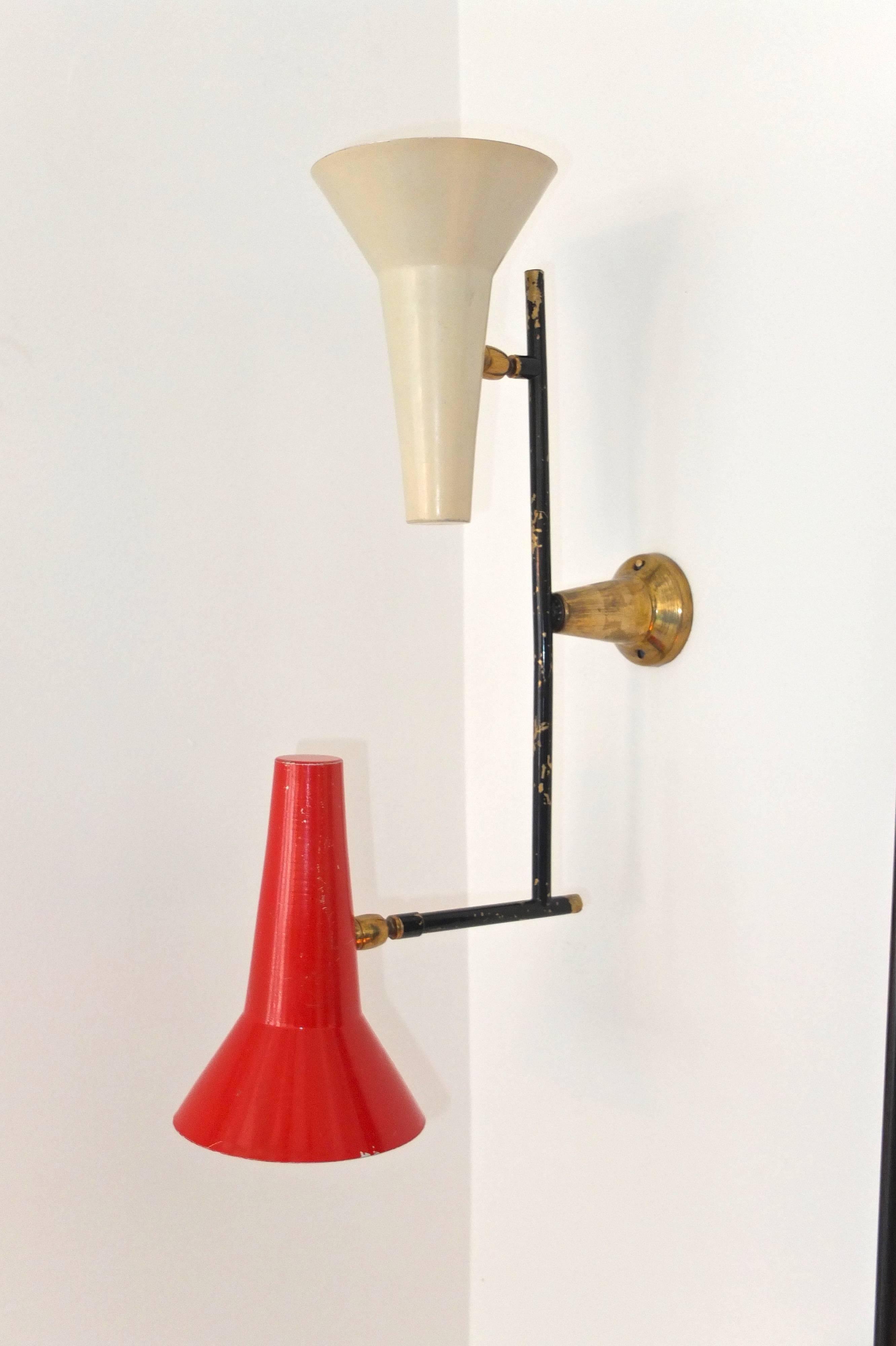1950s Italian Wall Lamp in the Style of Gino Sarfatti's 169/2 for Arteluce In Good Condition In Hanover, MA