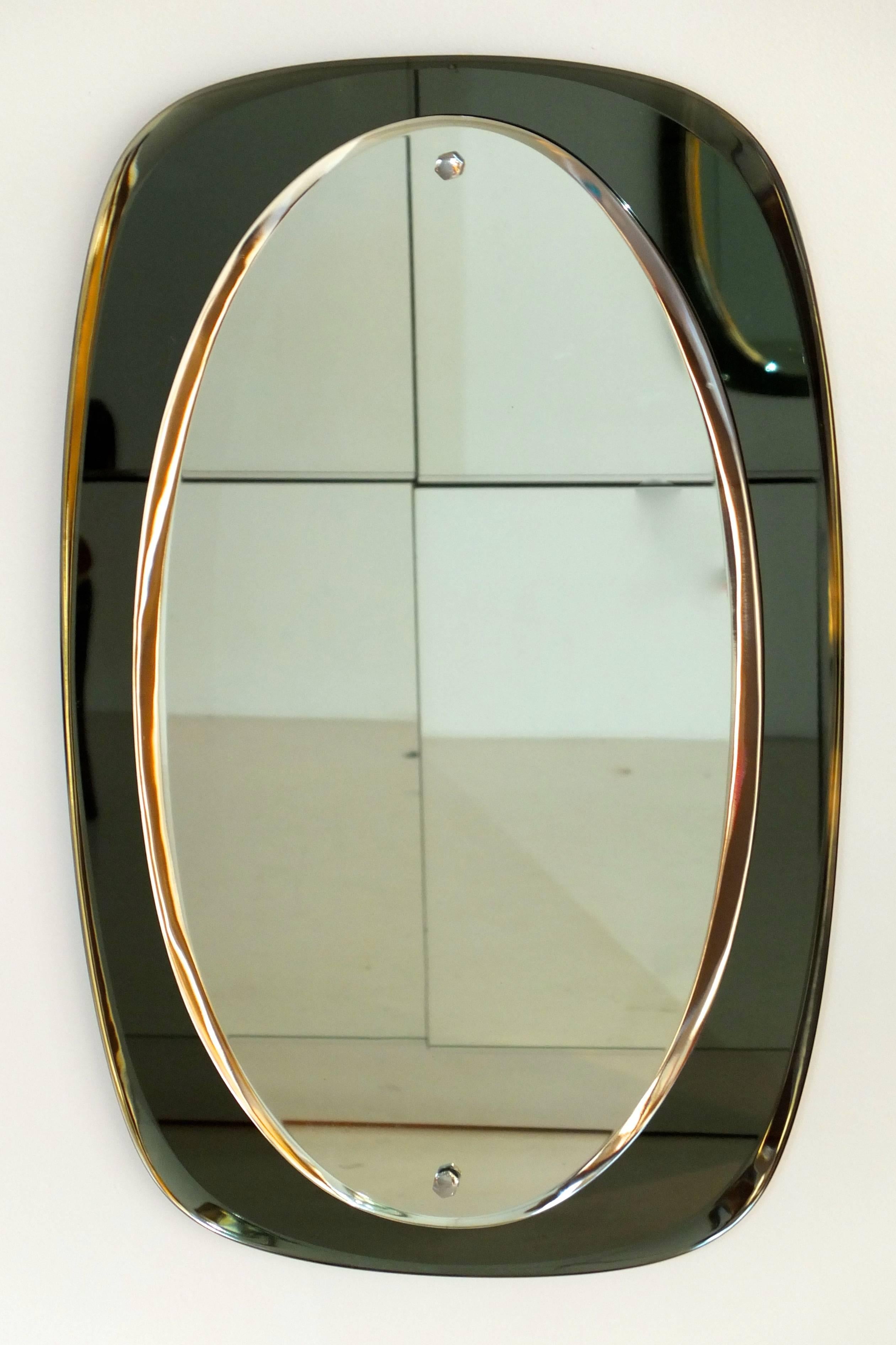1950s Italian Bi-Color Wall Mirror by Cristal Art 1