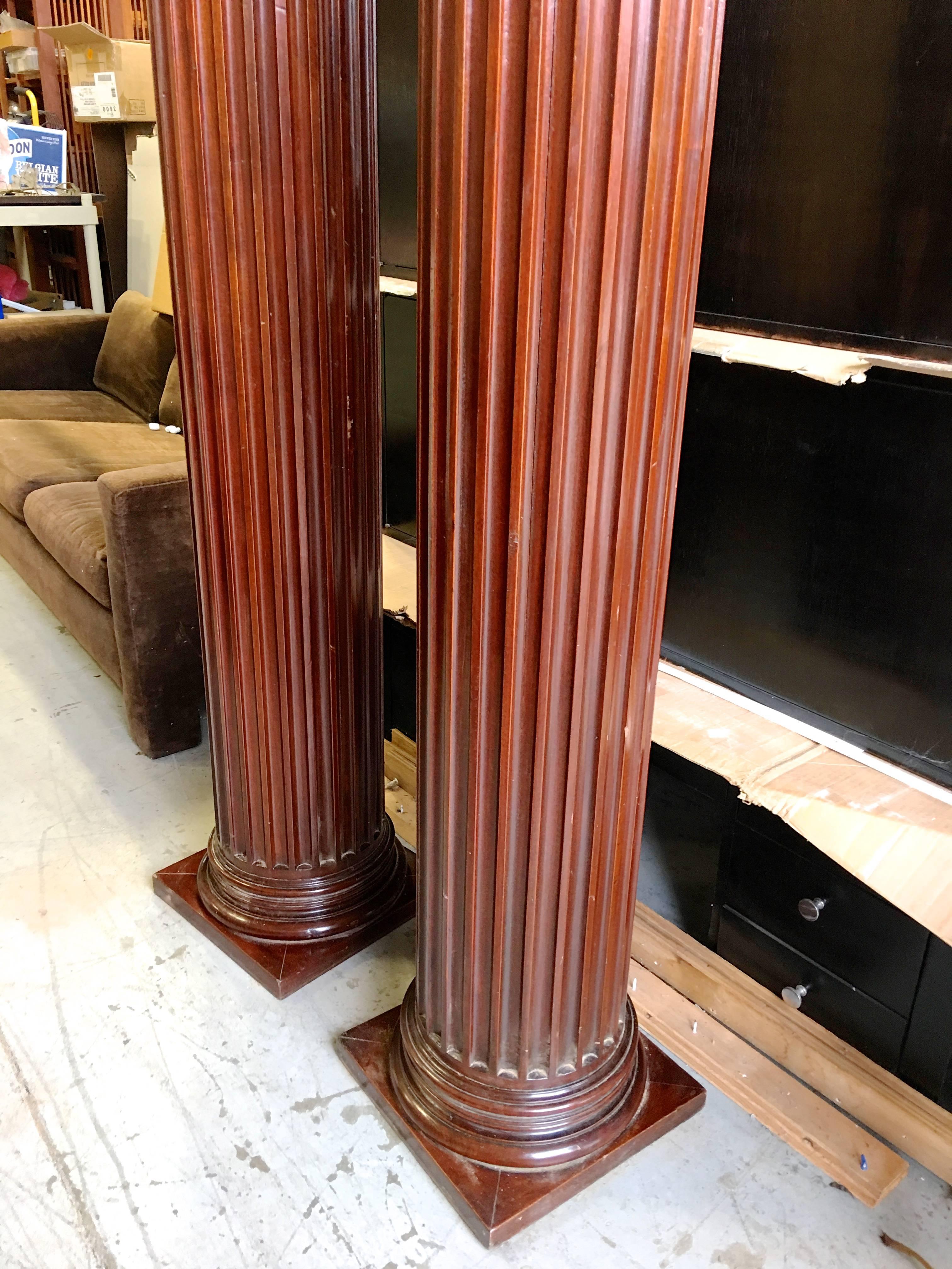 American Pair of Antique Mahogany Columns