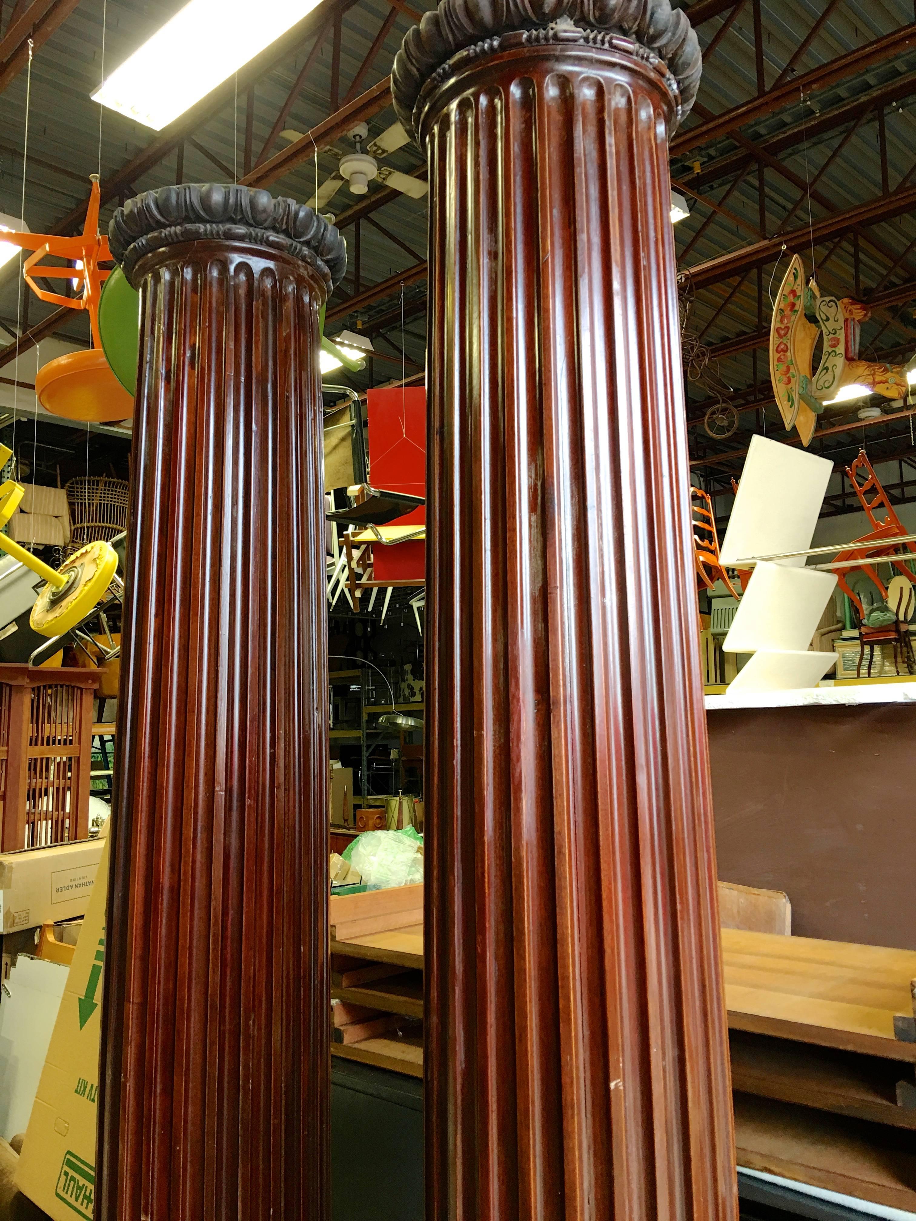 Pair of Antique Mahogany Columns In Excellent Condition In Hanover, MA