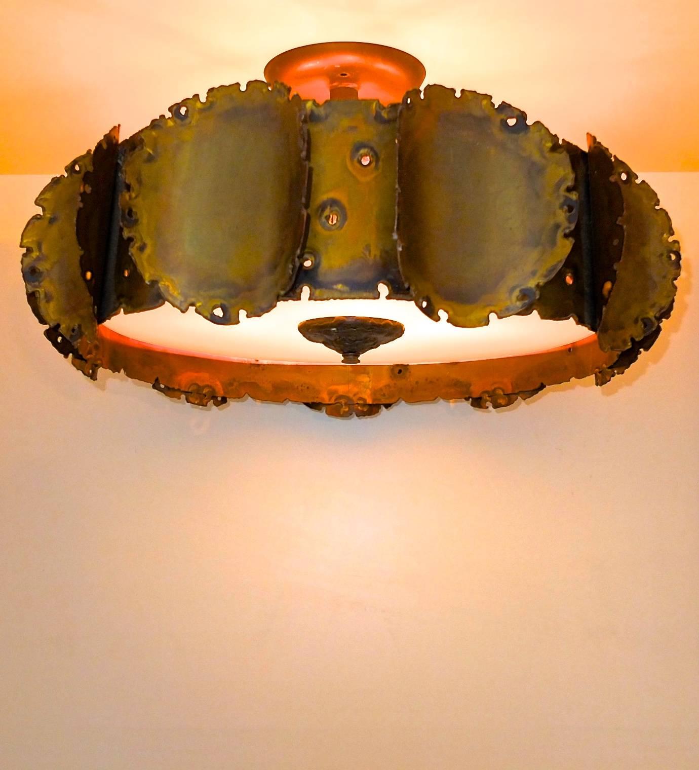 Brutalist Set of Three Ceiling Lights by Tom Greene for Feldman Lighting