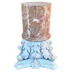 Corinthian Capital Rojo Alicante Marble Pedestal