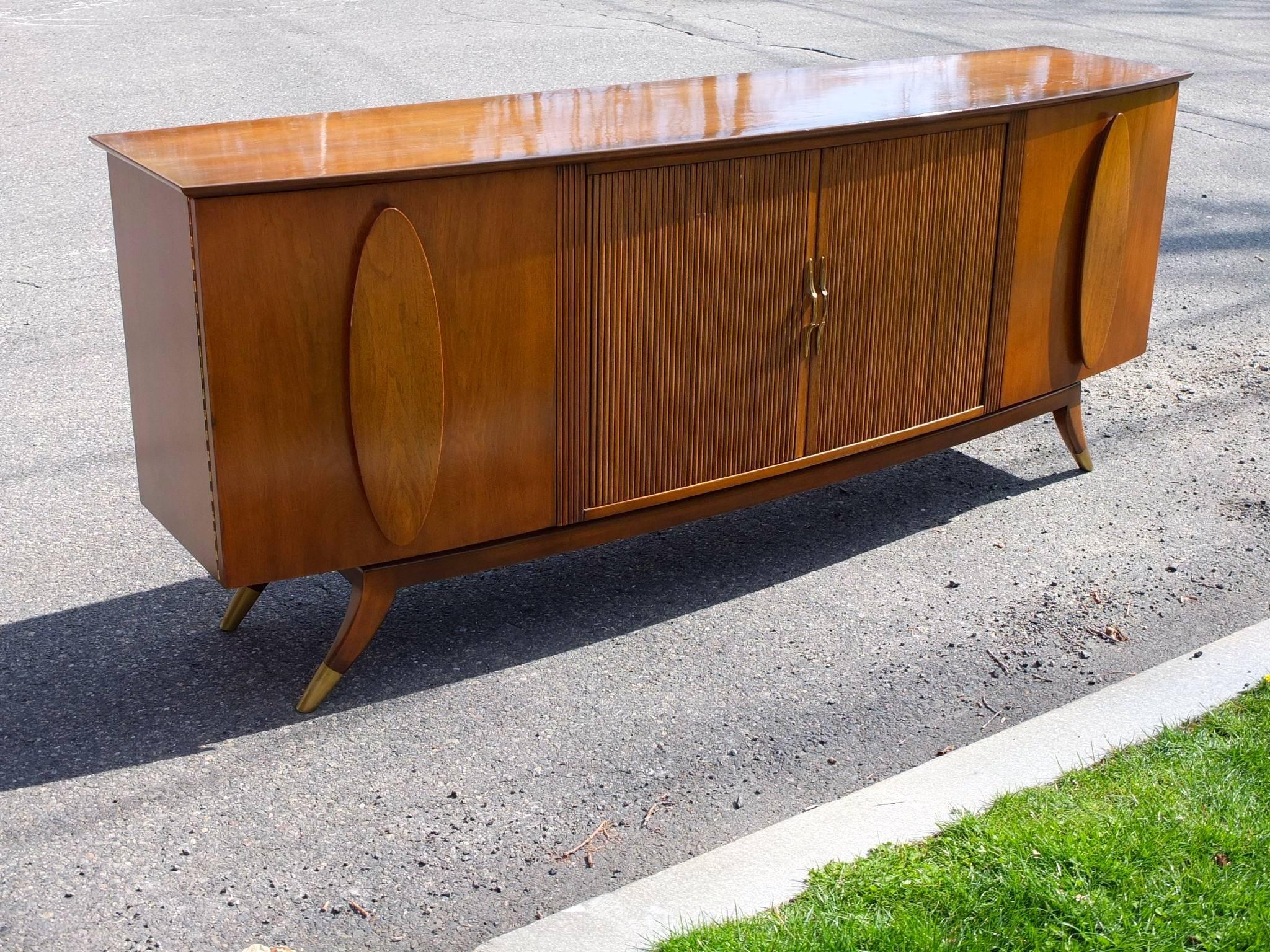 Mid-Century Modern 1950s Walnut Italian Sideboard by Adolfo Genovese