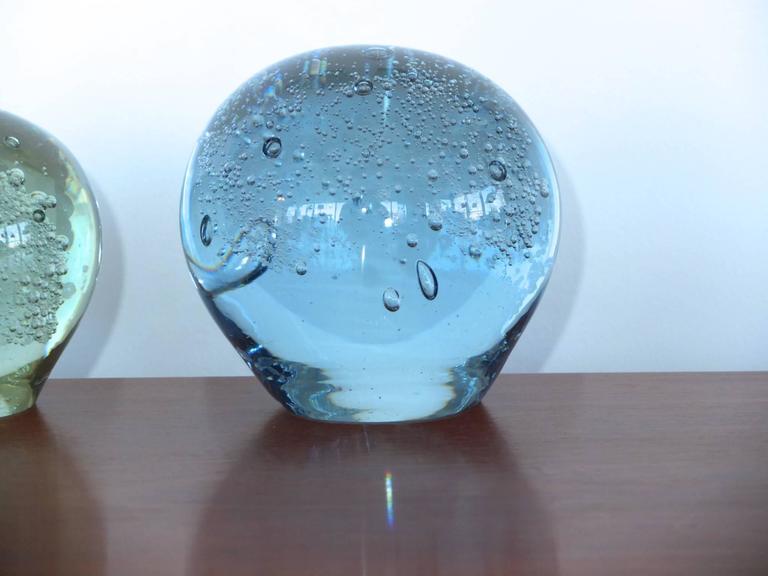 Vintage Glass Ball Paperweights with Controlled Bubble Inclusions For