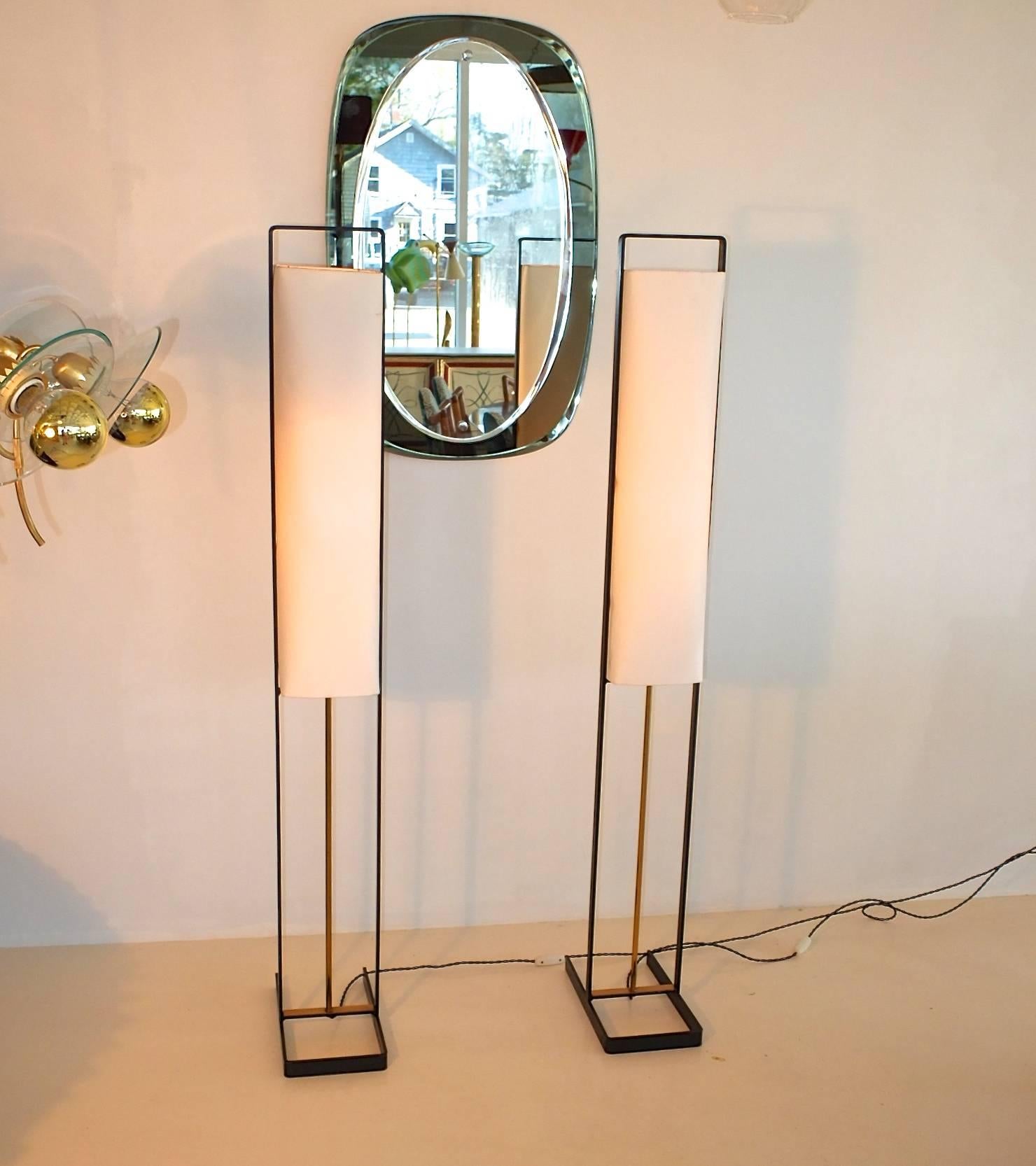 Mid-Century Modern Pair of Floor Lamps Attributed to Jean Boris Lacroix