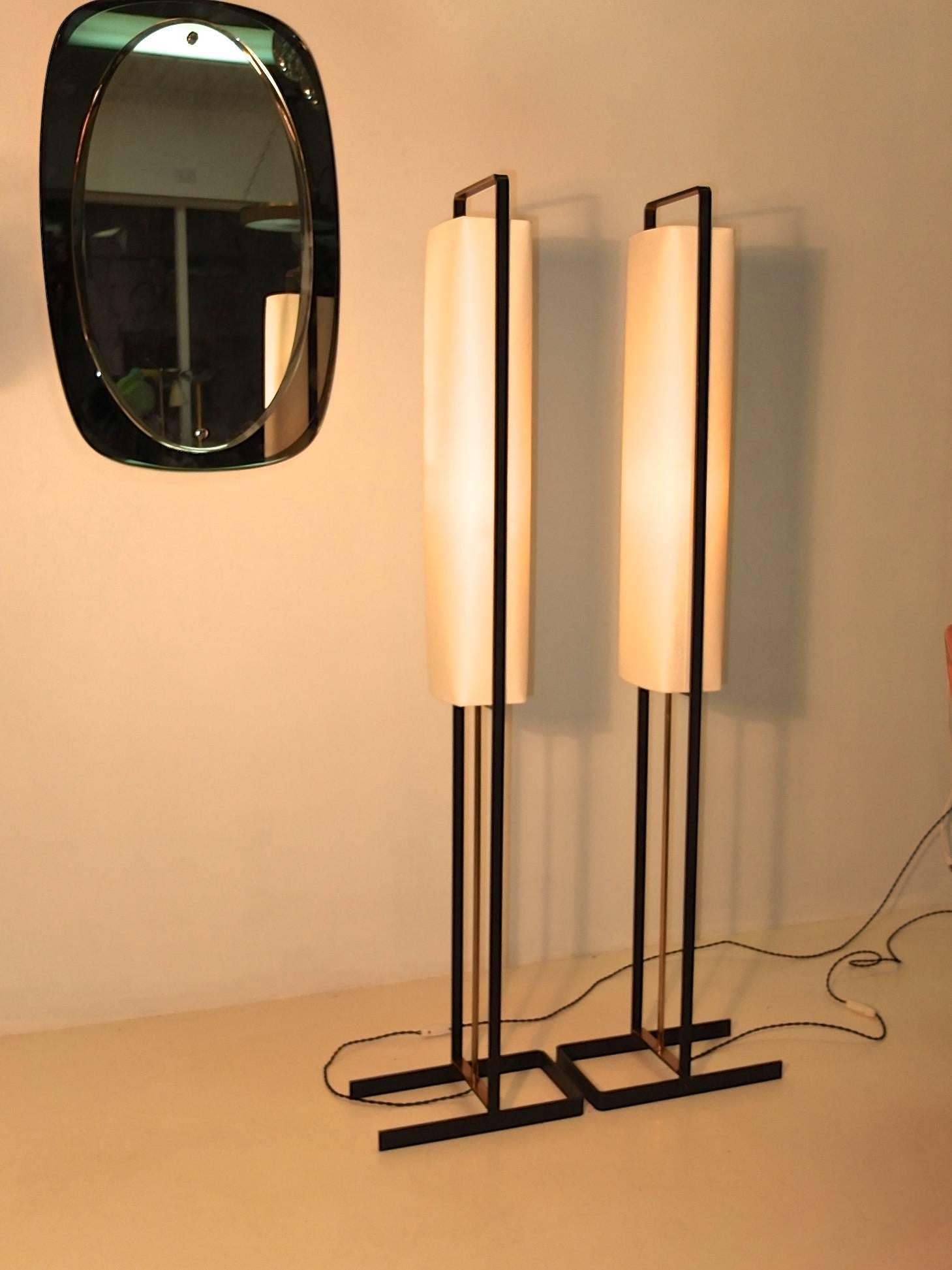 Mid-20th Century Pair of Floor Lamps Attributed to Jean Boris Lacroix