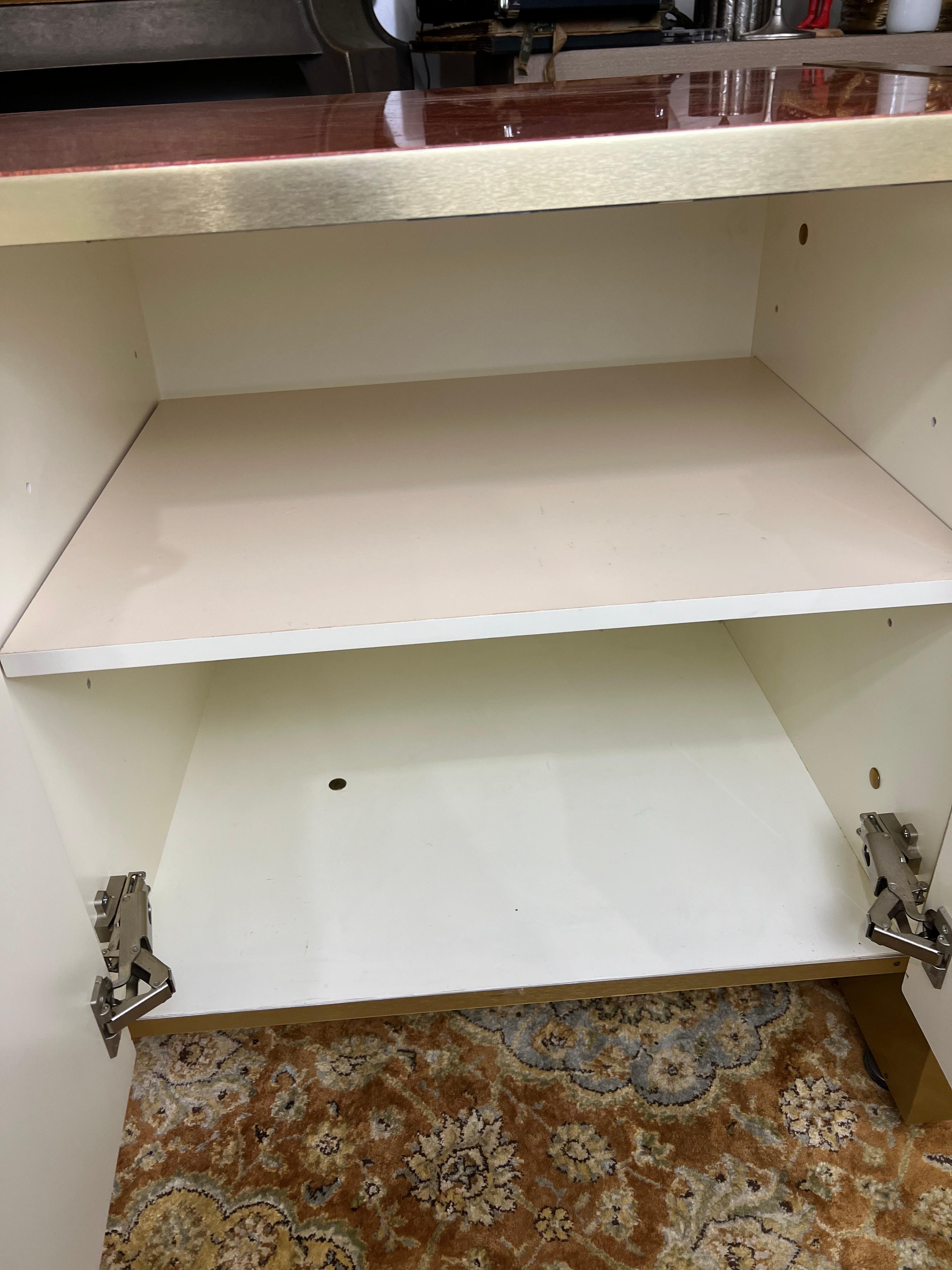 Ello Persian Red Travertine and Brass Sideboard For Sale 2