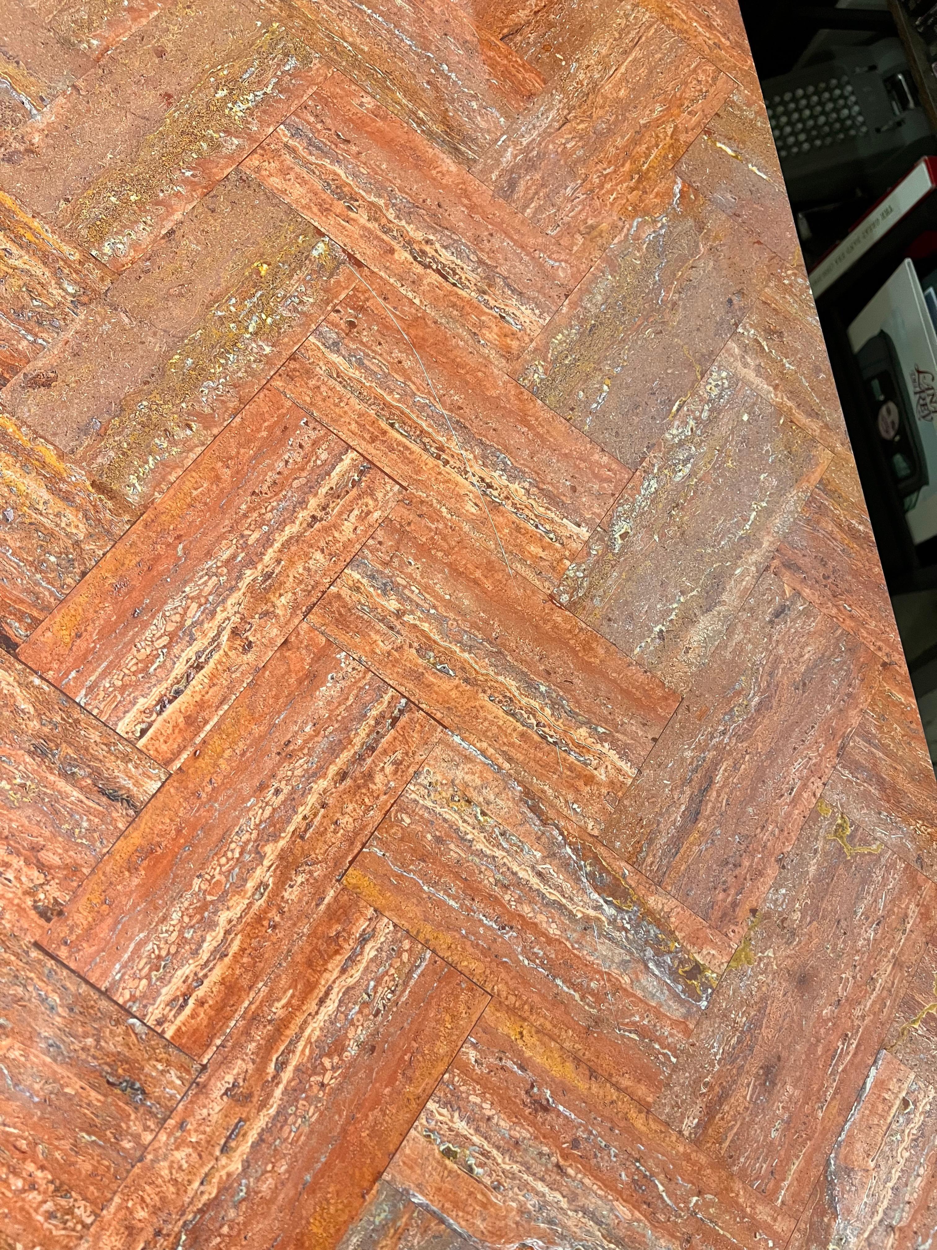 Ello Persian Red Travertine and Brass Sideboard For Sale 1