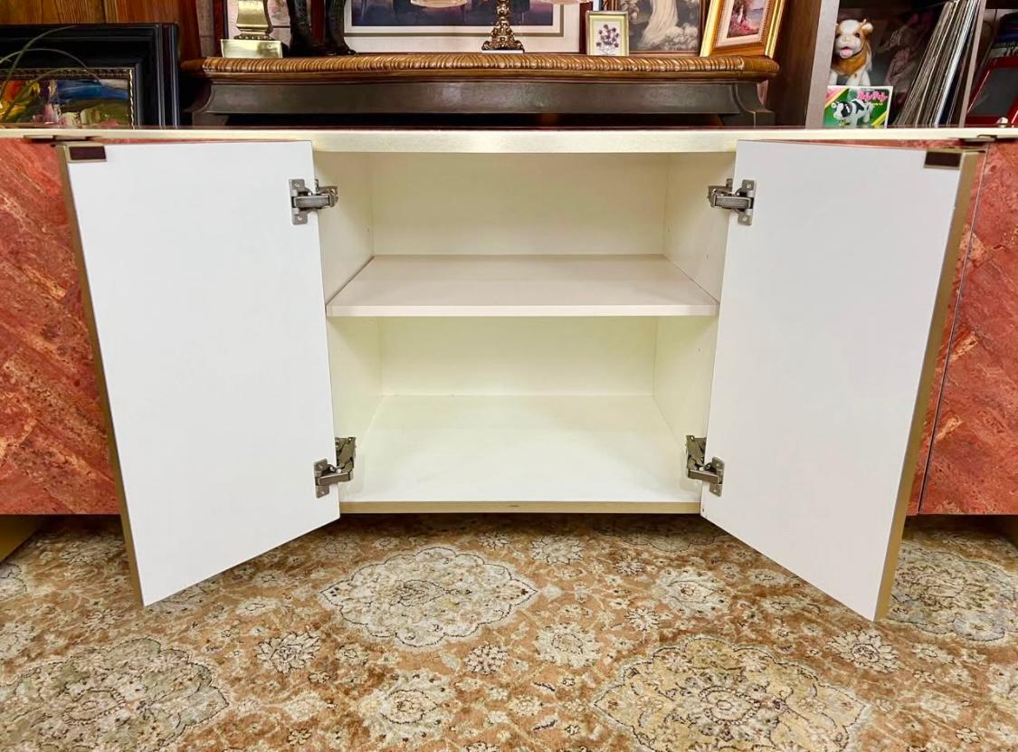 Ello Persian Red Travertine and Brass Sideboard For Sale 7
