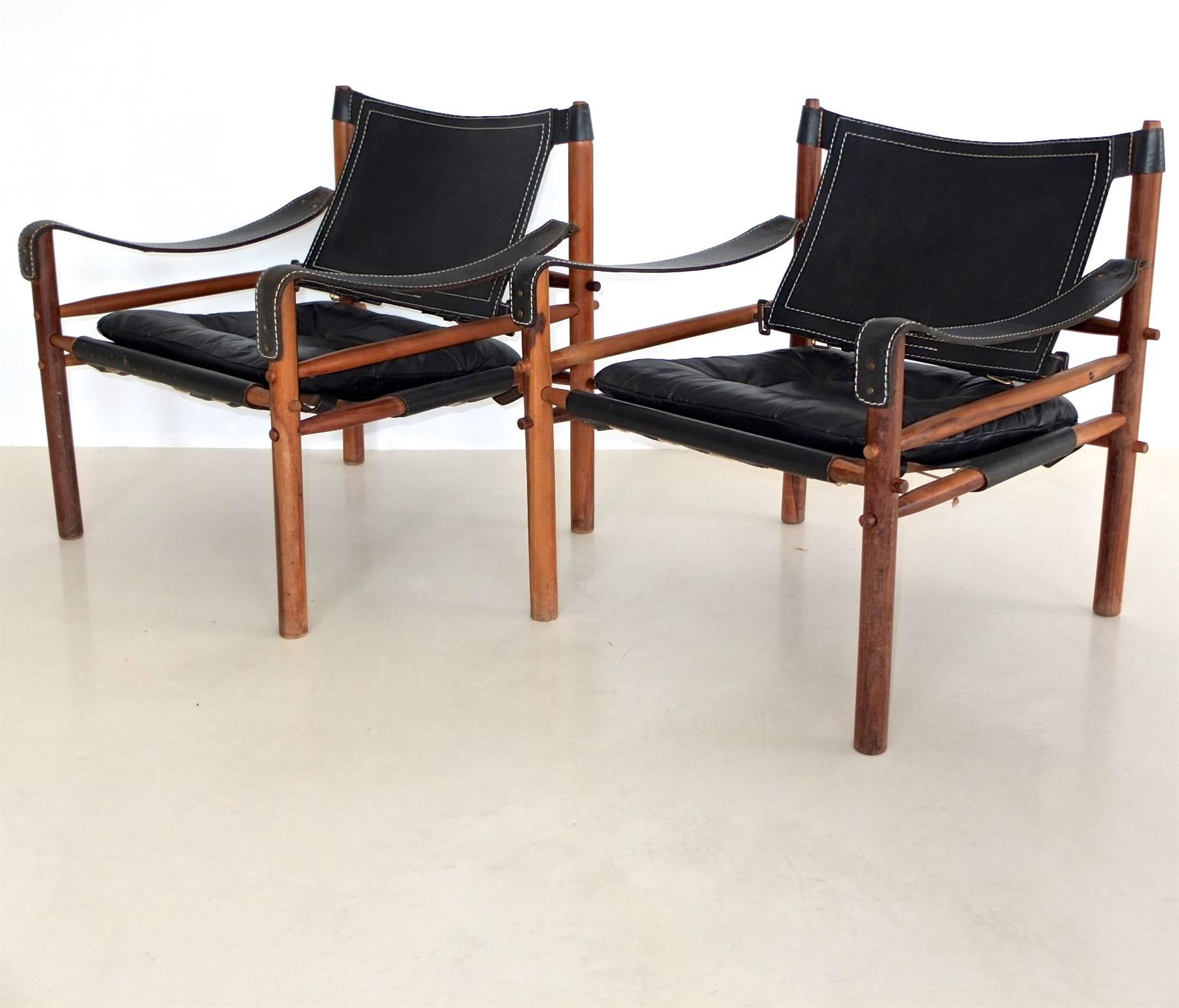 SATURDAY SALE (2/18)


Designed by Arne Norell in 1964 the Sirocco safari chair is constructed from Brazilian rosewood, slung black saddle stitched leather with tied and strapped cushions and bronze buckles and eyelets.    

The Sirocco chair by the