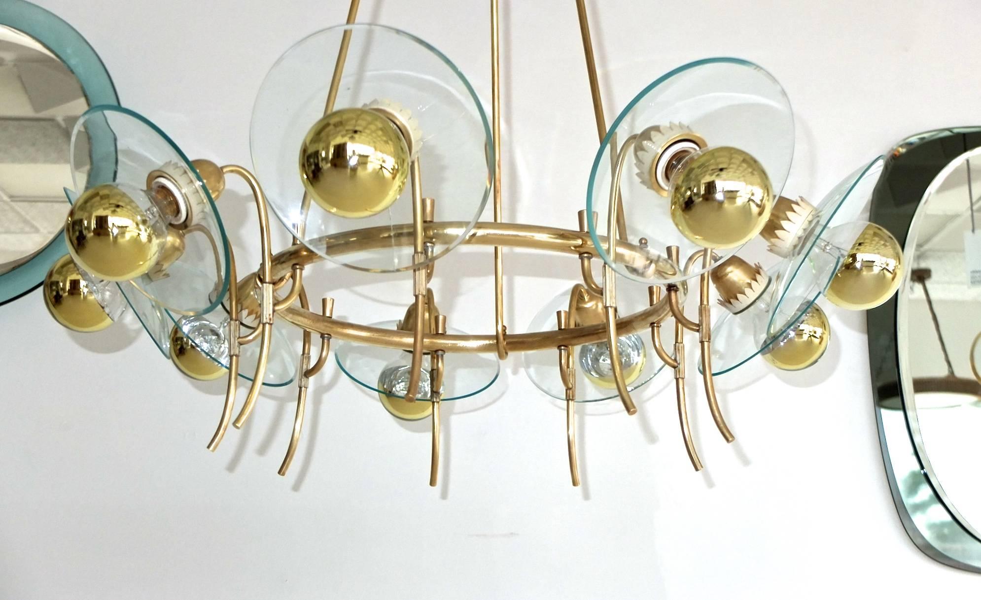 Italian 1940s Suspended Hoop Chandelier after Pietro Chiesa