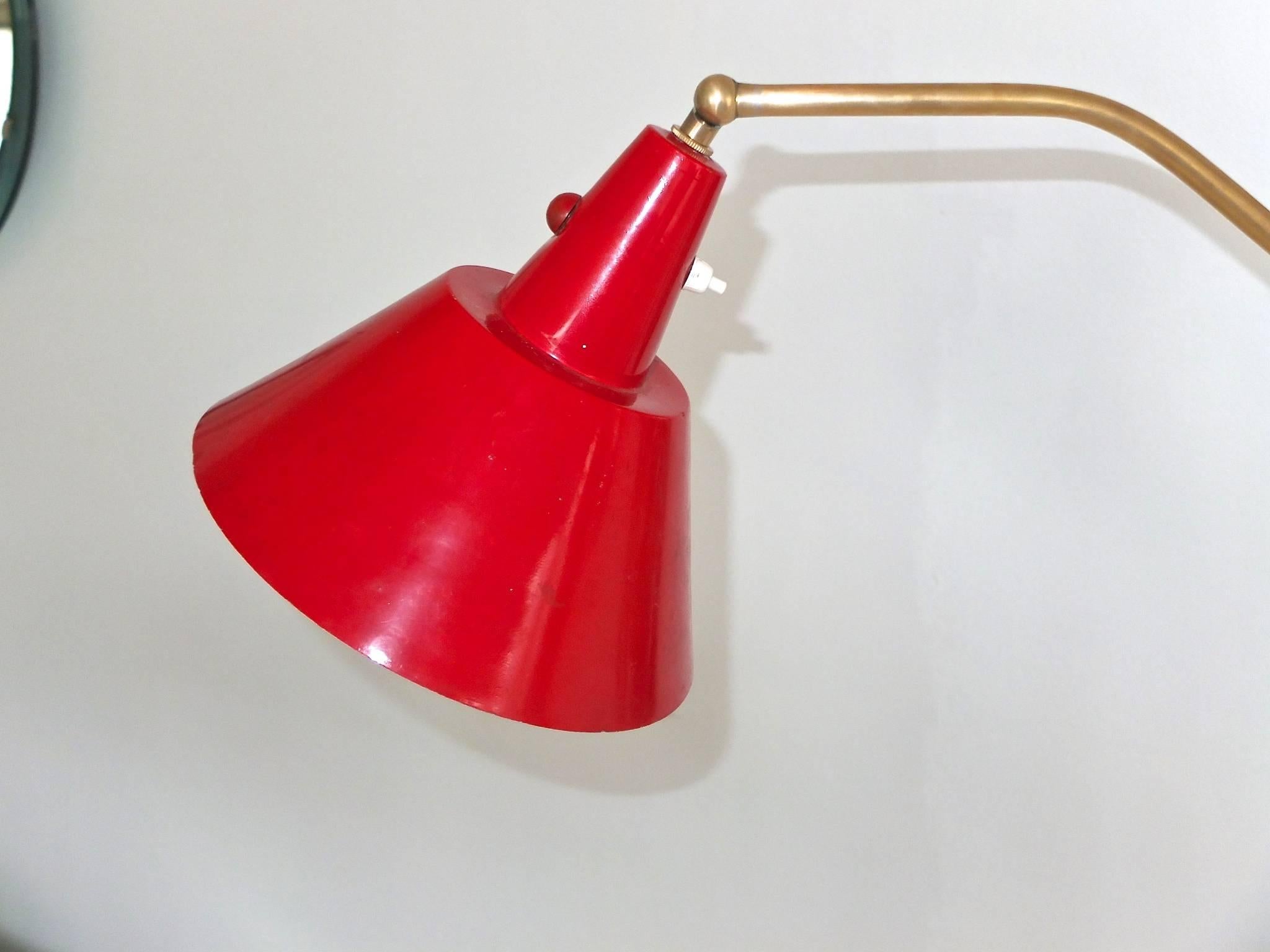 Enameled 1950s Italian Articulating and Extending Floor Lamp