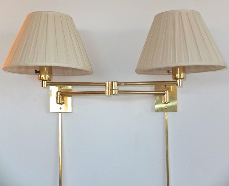 3 Pair Of Georg W Hansen Brass 1706 Double Swing Arm Wall Lamps For At 1stdibs - Brass Articulated Arm Wall Sconce