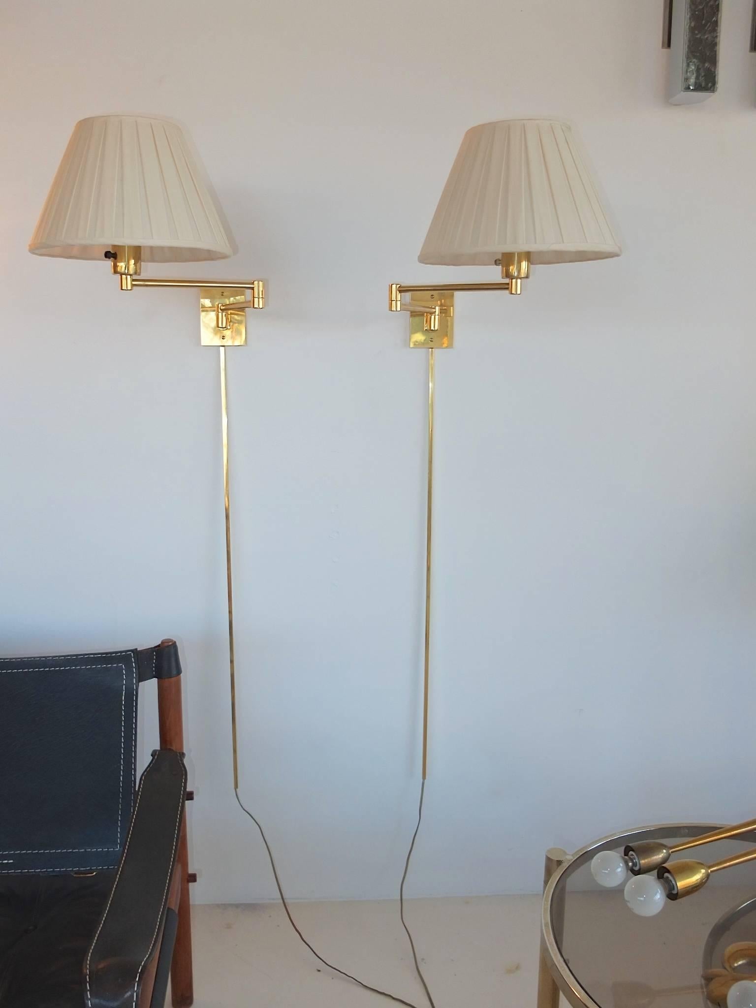 3 Pair Of Georg W Hansen Brass 1706 Double Swing Arm Wall Lamps For 3 Pair Of Georg W Hansen Brass 1706 Double Swing Arm Wall Lamps For At 1stdibs