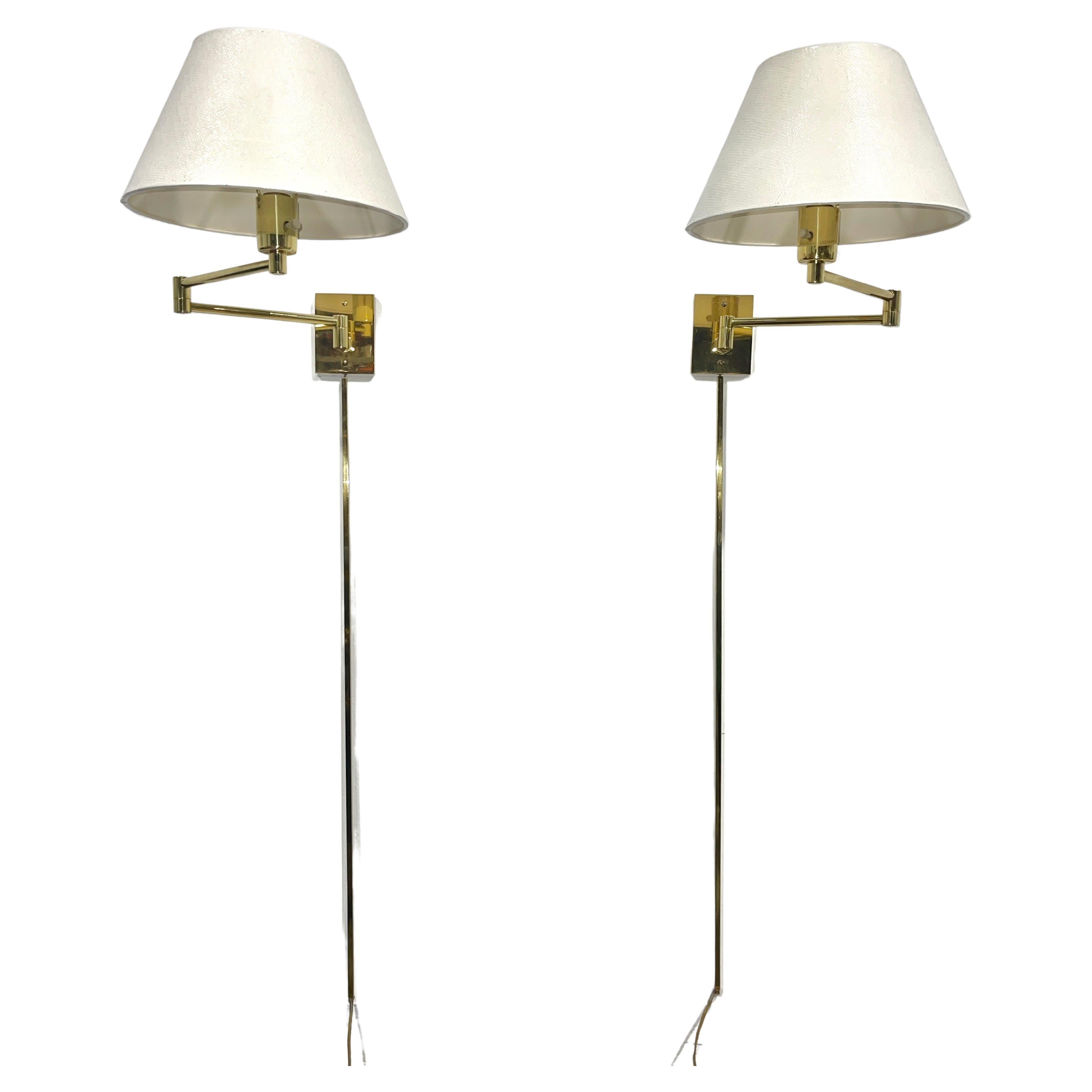 5 Pair of Georg W. Hansen Brass 1706 Double Swing Arm Wall Lamps For Sale