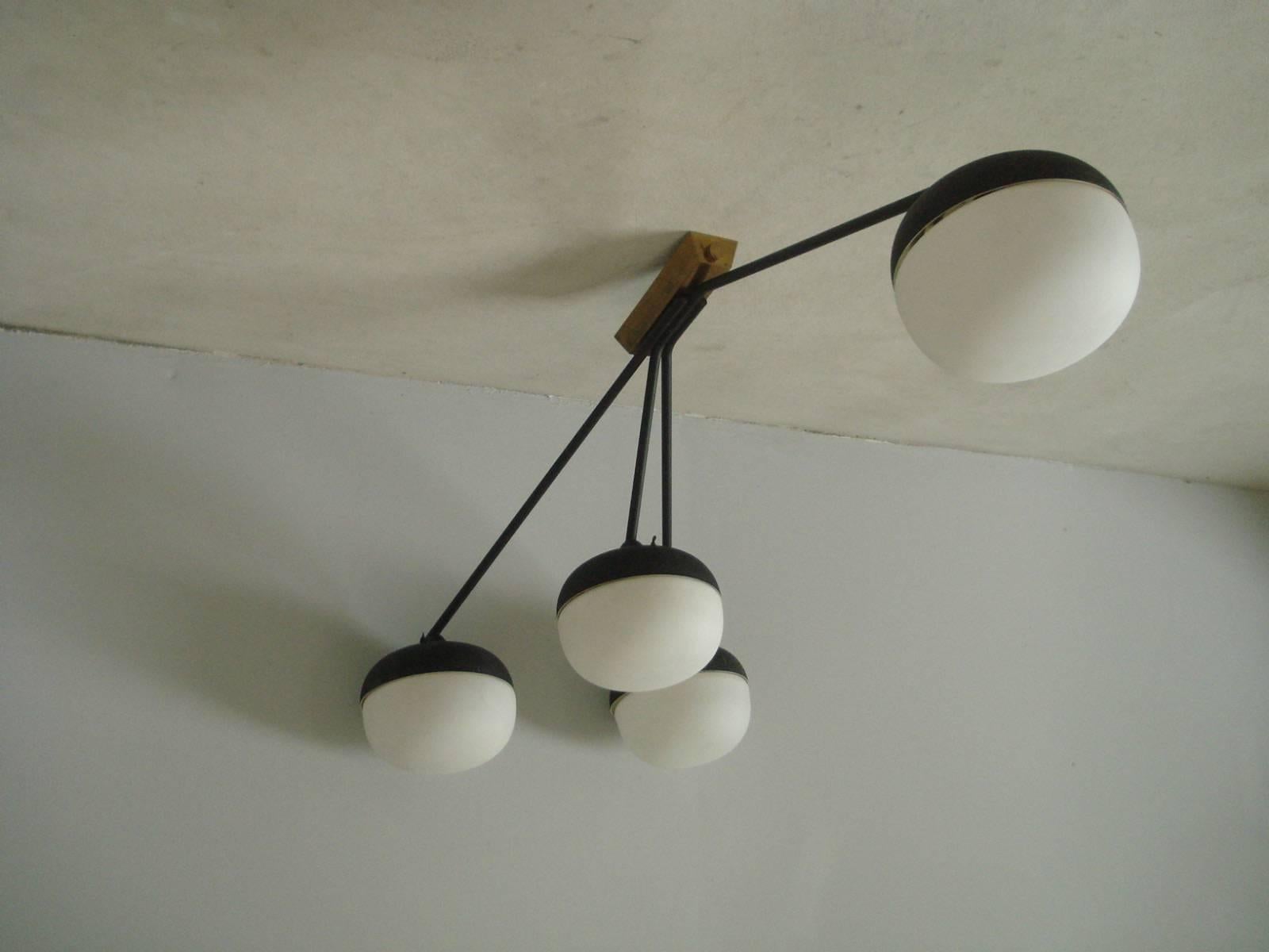 Mid-20th Century Rare Asymmetric Ceiling or Wall Lamp by Maison Arlus For Sale