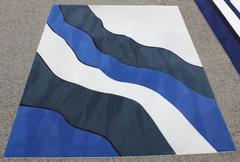 Abstract Waves Wool Rug 10’ x 13’ in Style of Edward Fields