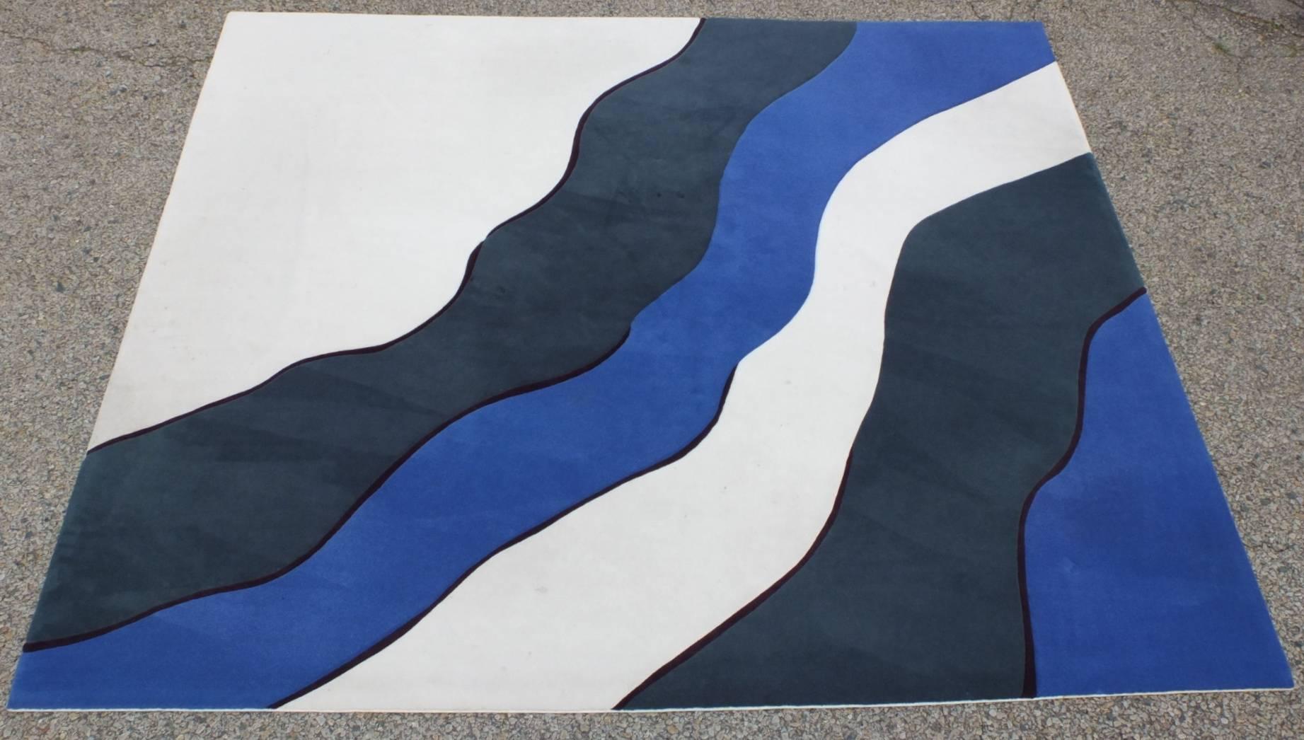 Abstrakte Wellen Wollteppich 10' x 13' im Stil von Edward Fields (Moderne der Mitte des Jahrhunderts) im Angebot