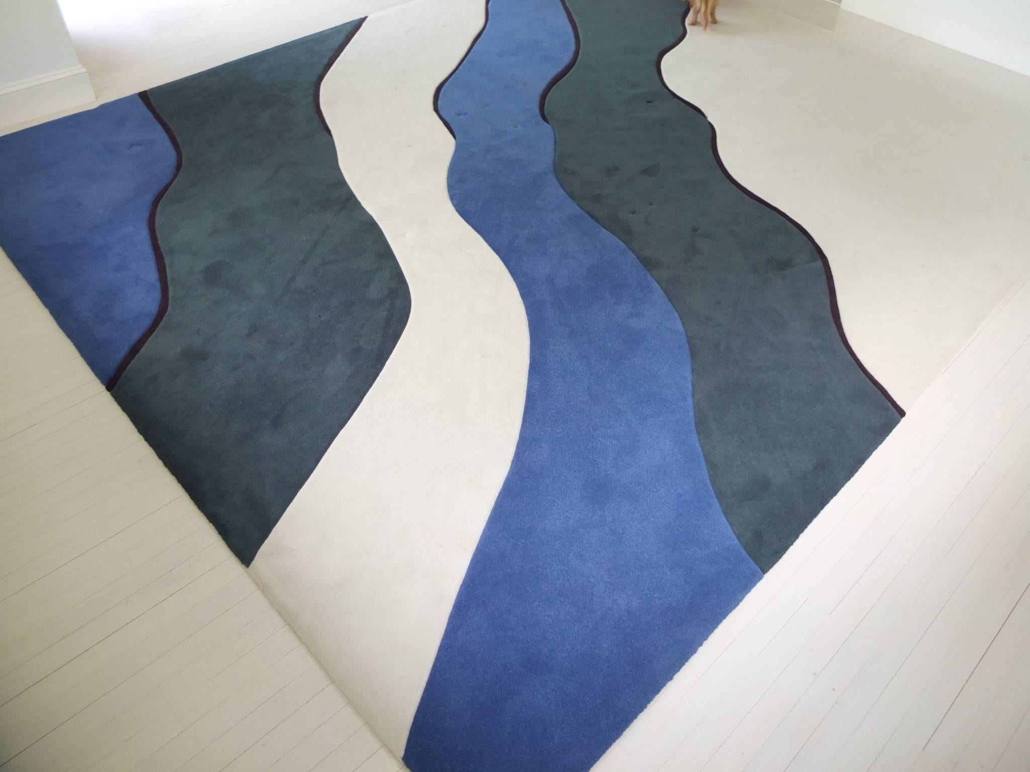 Abstract Waves Wool Rug 10’ x 13’ in Style of Edward Fields For Sale 2