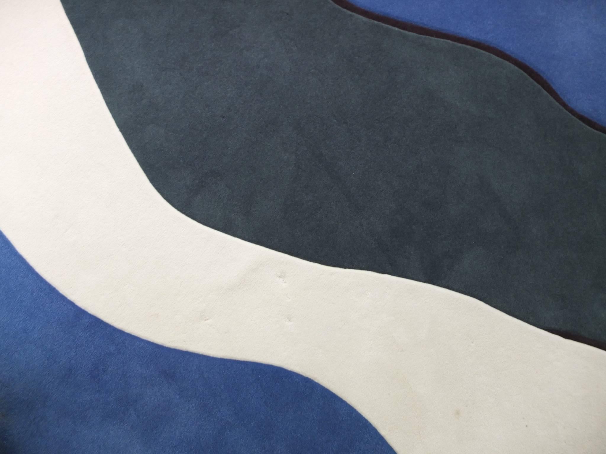 Abstract Waves Wool Rug 10’ x 13’ in Style of Edward Fields For Sale 3
