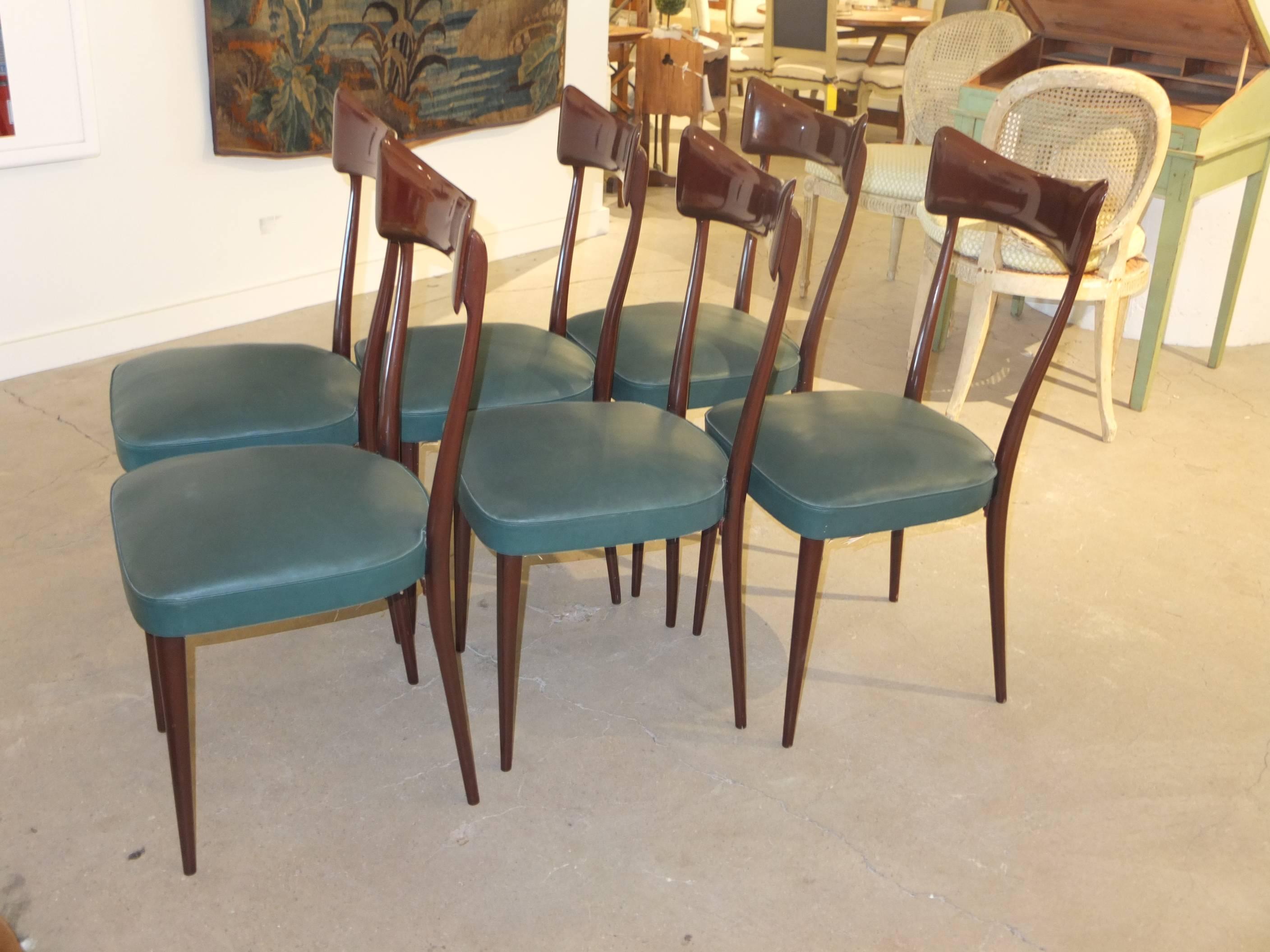 Set of Six Dining Chairs after Ico Parisi For Sale 1