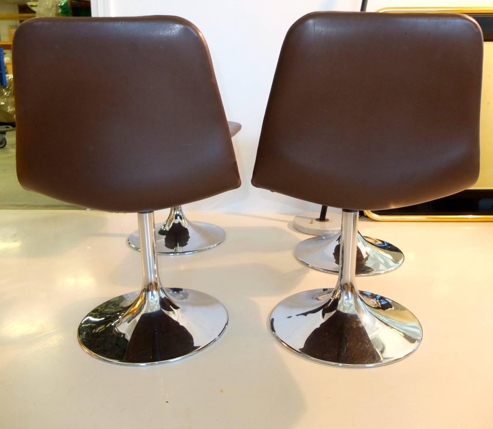 Chrome Set of Four Vinga Swivel Chairs by Börje Johanson