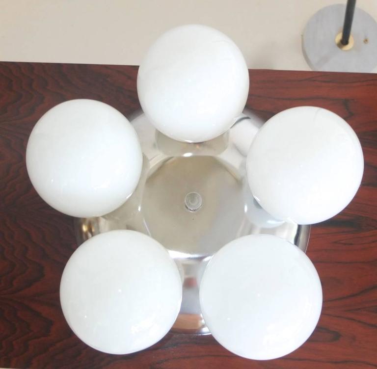 Pair of Five Globe Flush Mount Ceiling Lights For Sale at 1stDibs