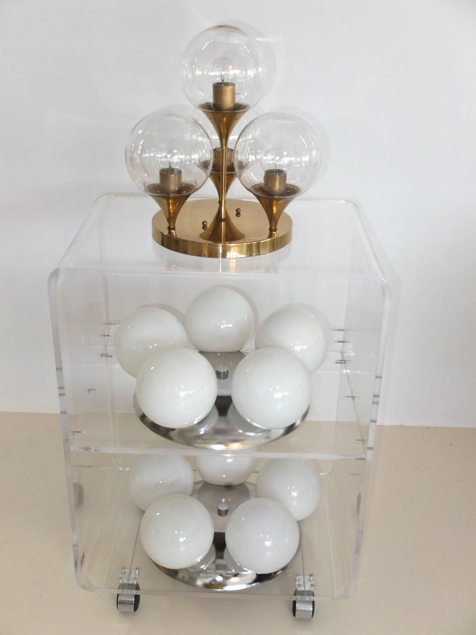 American Pair of Five Globe Flush Mount Ceiling Lights For Sale