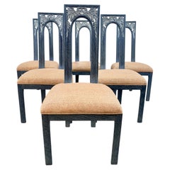 James Mont Dining Chairs (6) Cerused Oak and Silver Leaf