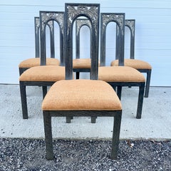 James Mont Dining Chairs (6) Cerused Oak and Silver Leaf
