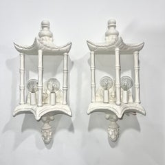 Pair of Pagoda Form Chinoiserie Wall Lamps