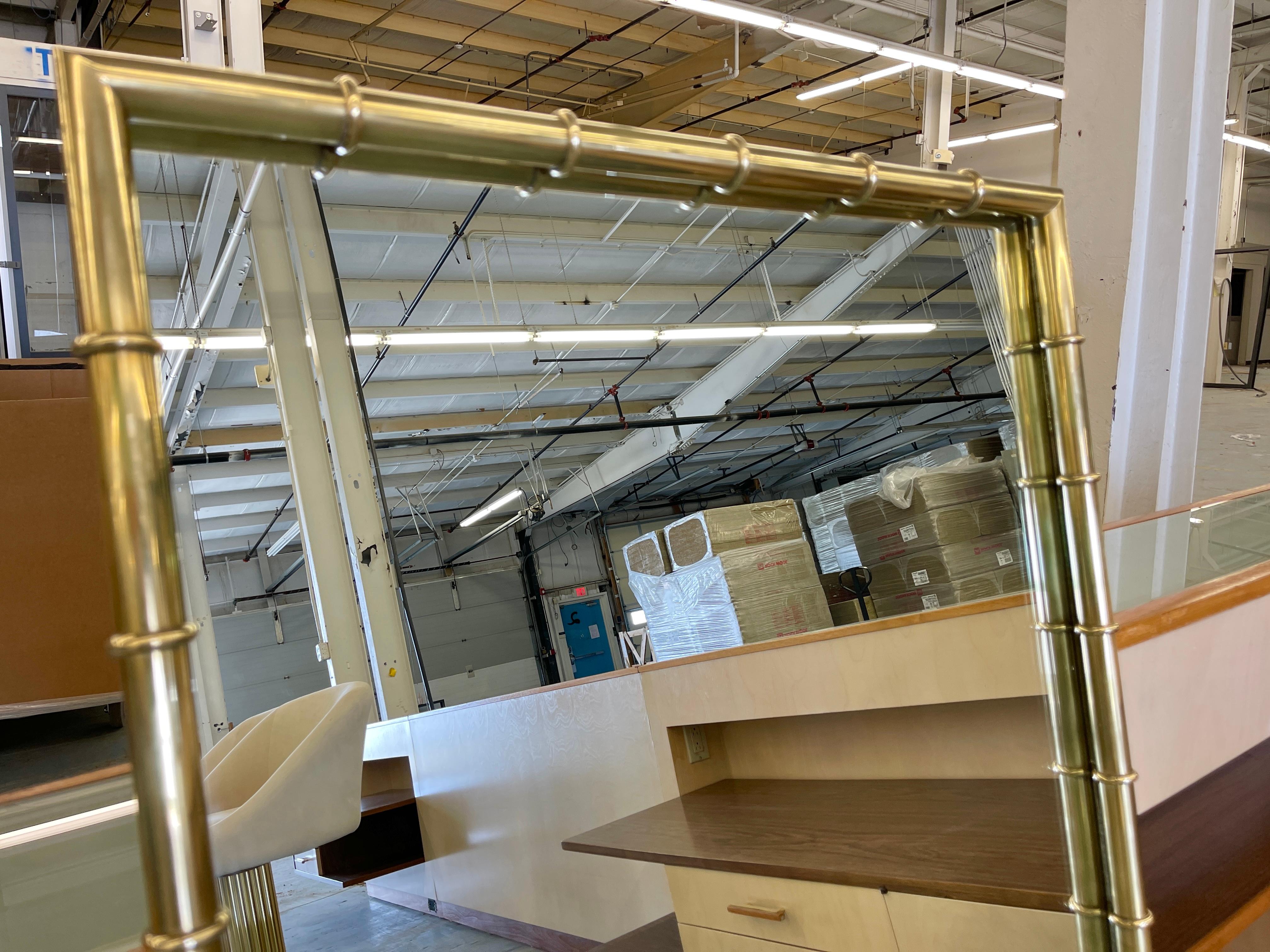 Brass Faux Bamboo Long Mirror by Mastercraft 2