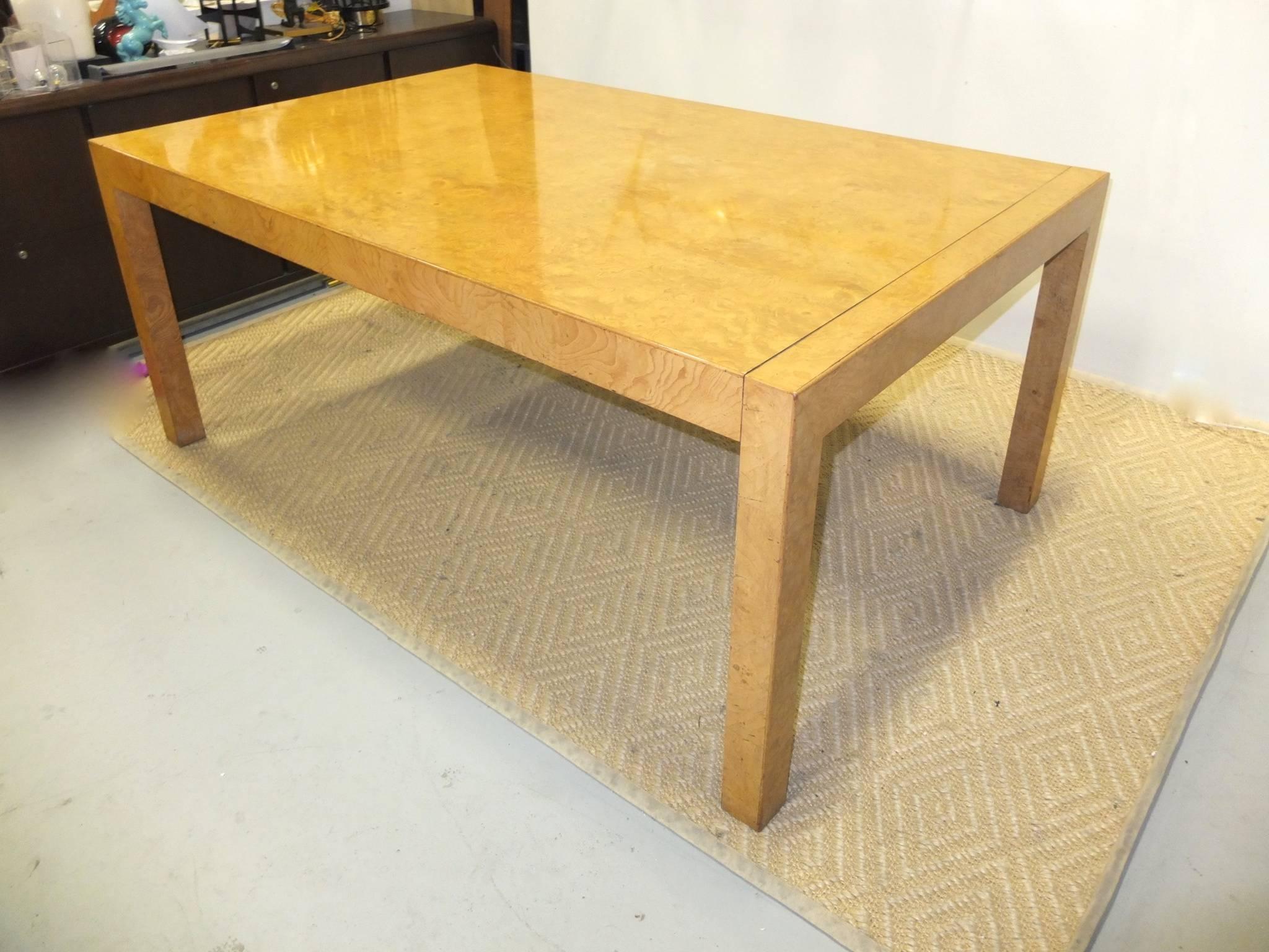 Burl Wood Parsons Dining Table by Widdicomb 1