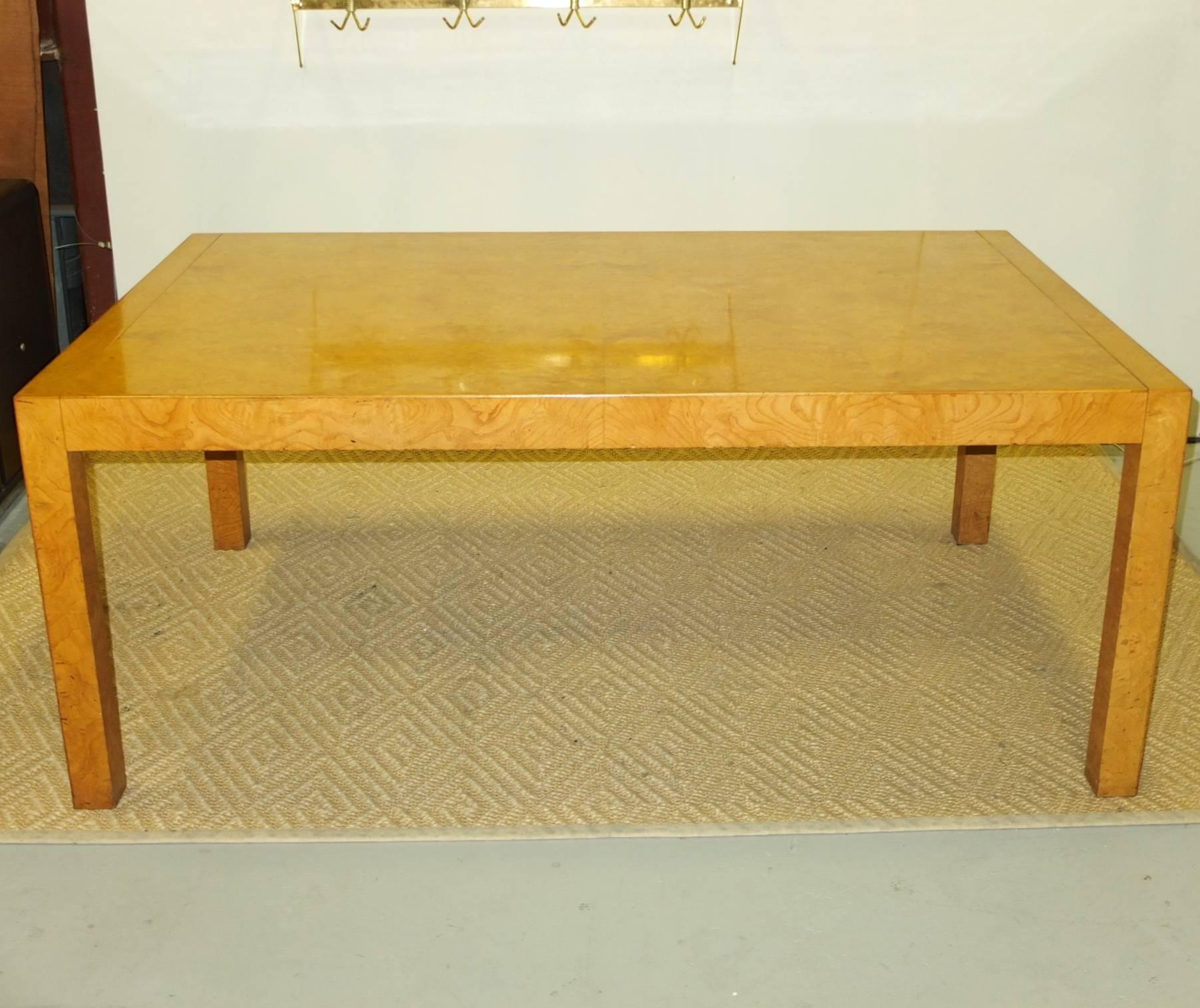 Late 20th Century Burl Wood Parsons Dining Table by Widdicomb