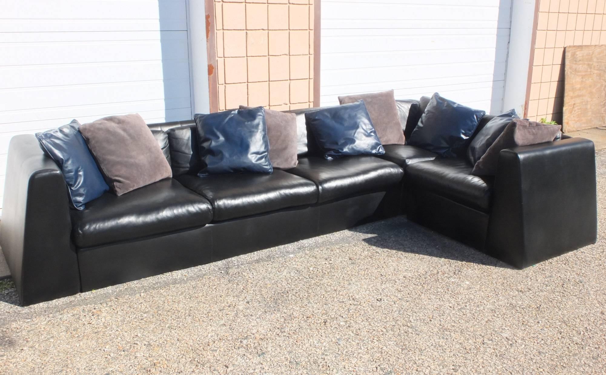 Juan Montoya Custom Dualoy Leather Sleeper Sofa Sectional In Excellent Condition In Hanover, MA