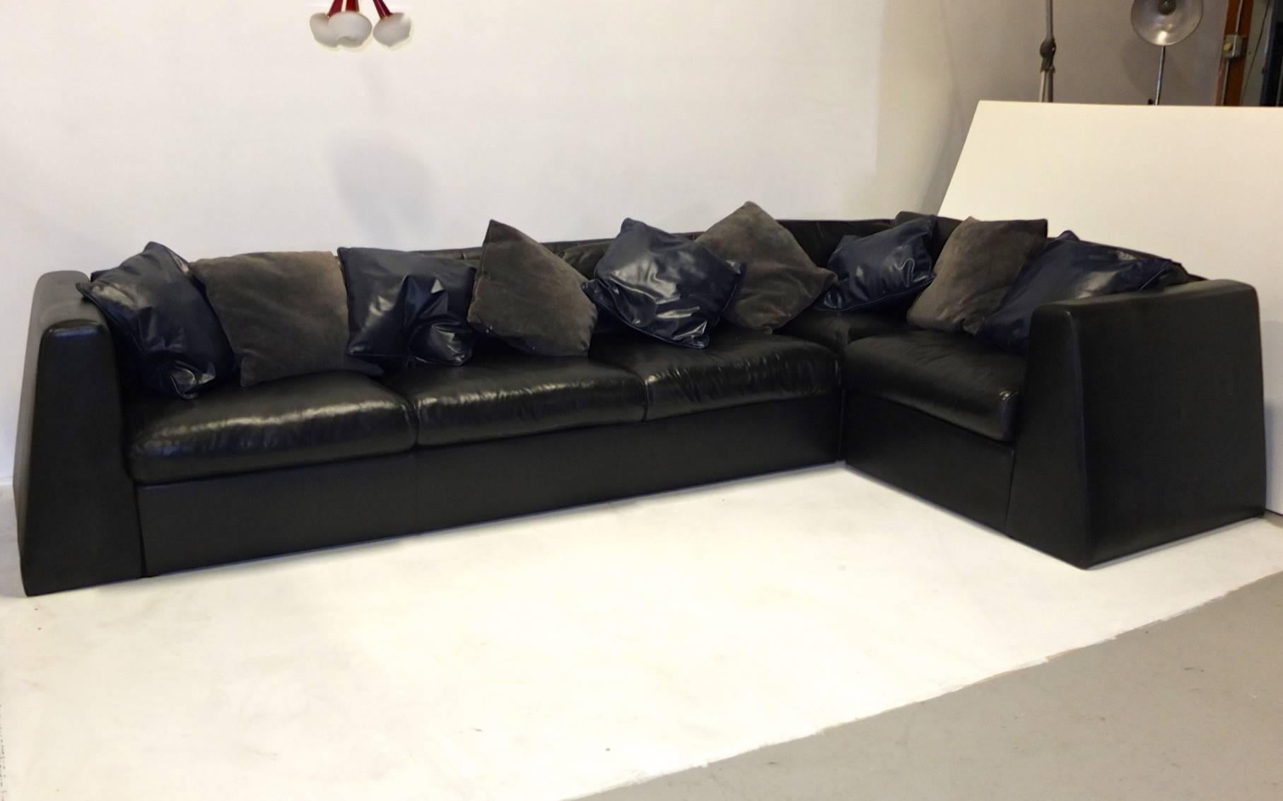 International Style Juan Montoya Custom Dualoy Leather Sleeper Sofa Sectional